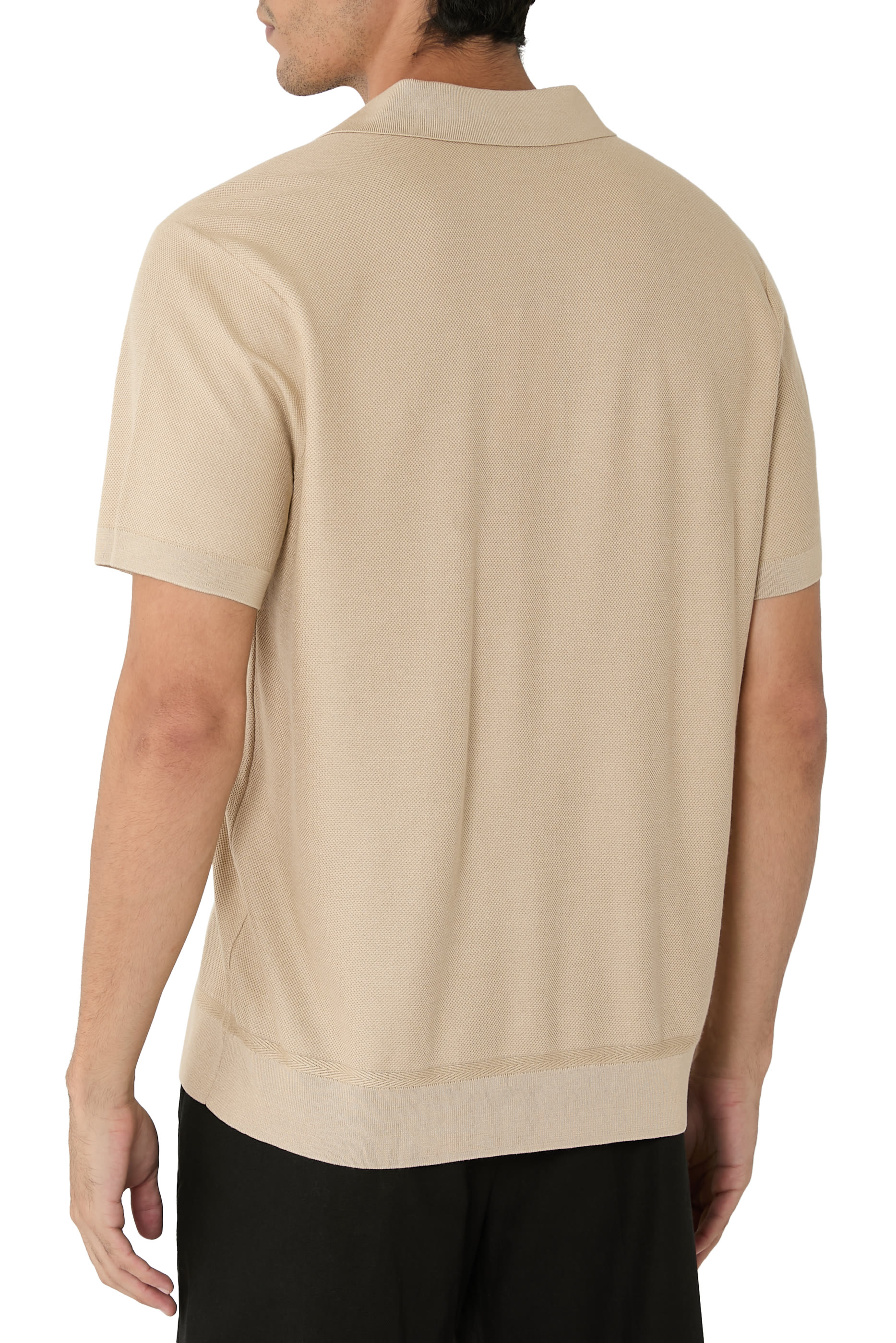 Three-Button Knit Polo Shirt