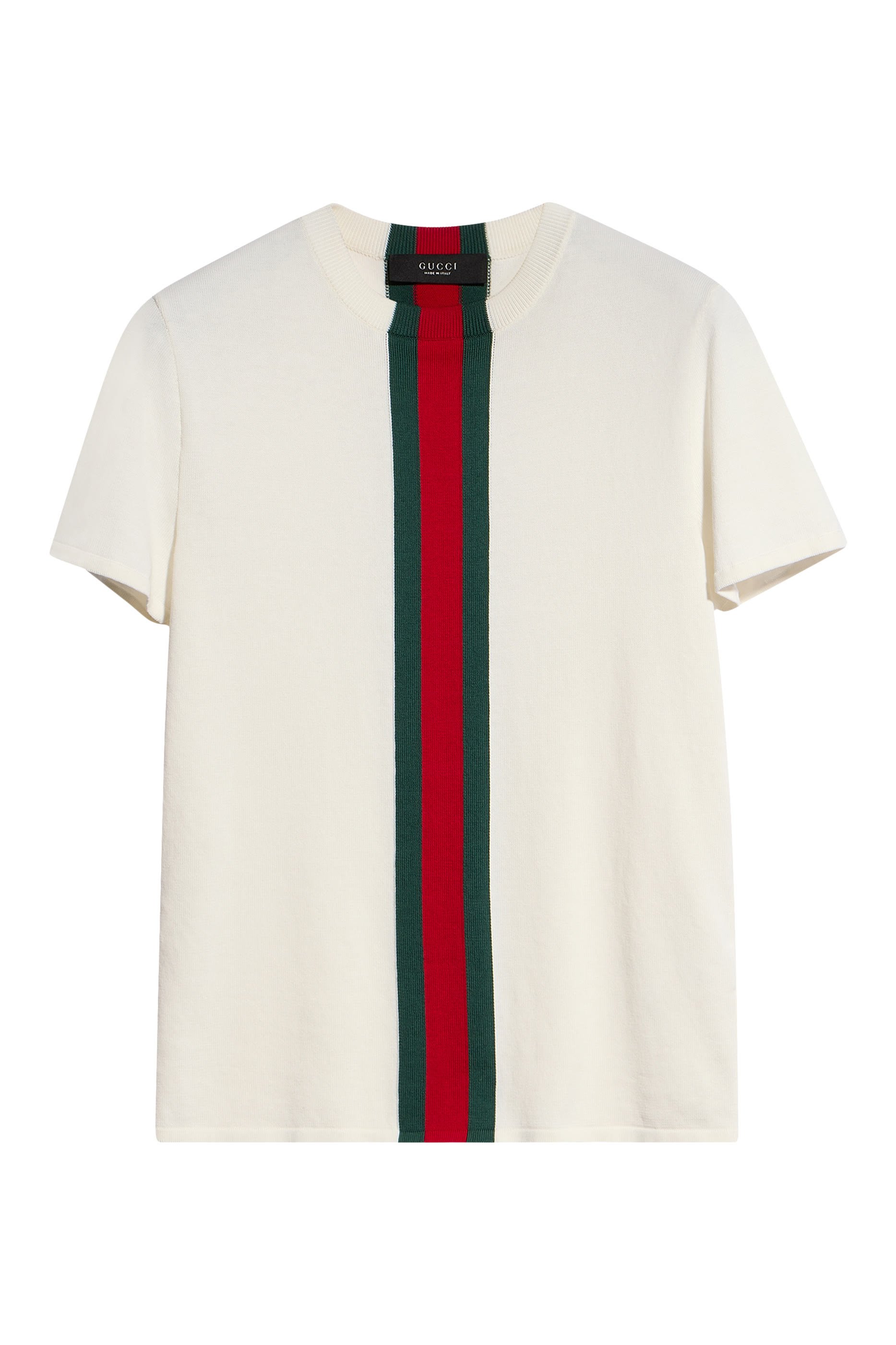  Knit Cotton T-Shirt with Web Intarsia