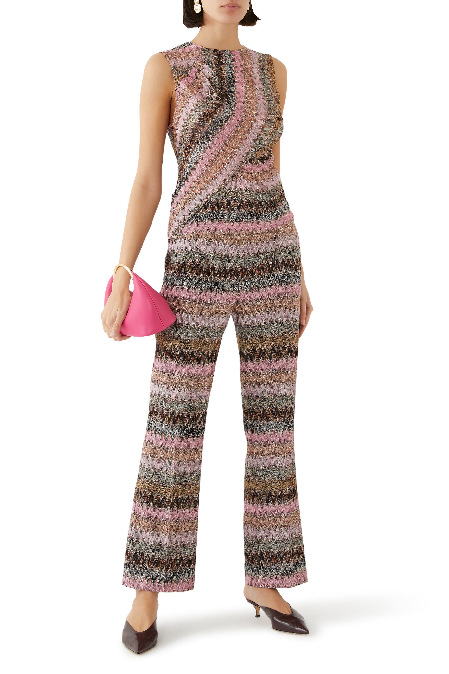 Zigzag Raschel Lame' Flare Pants 