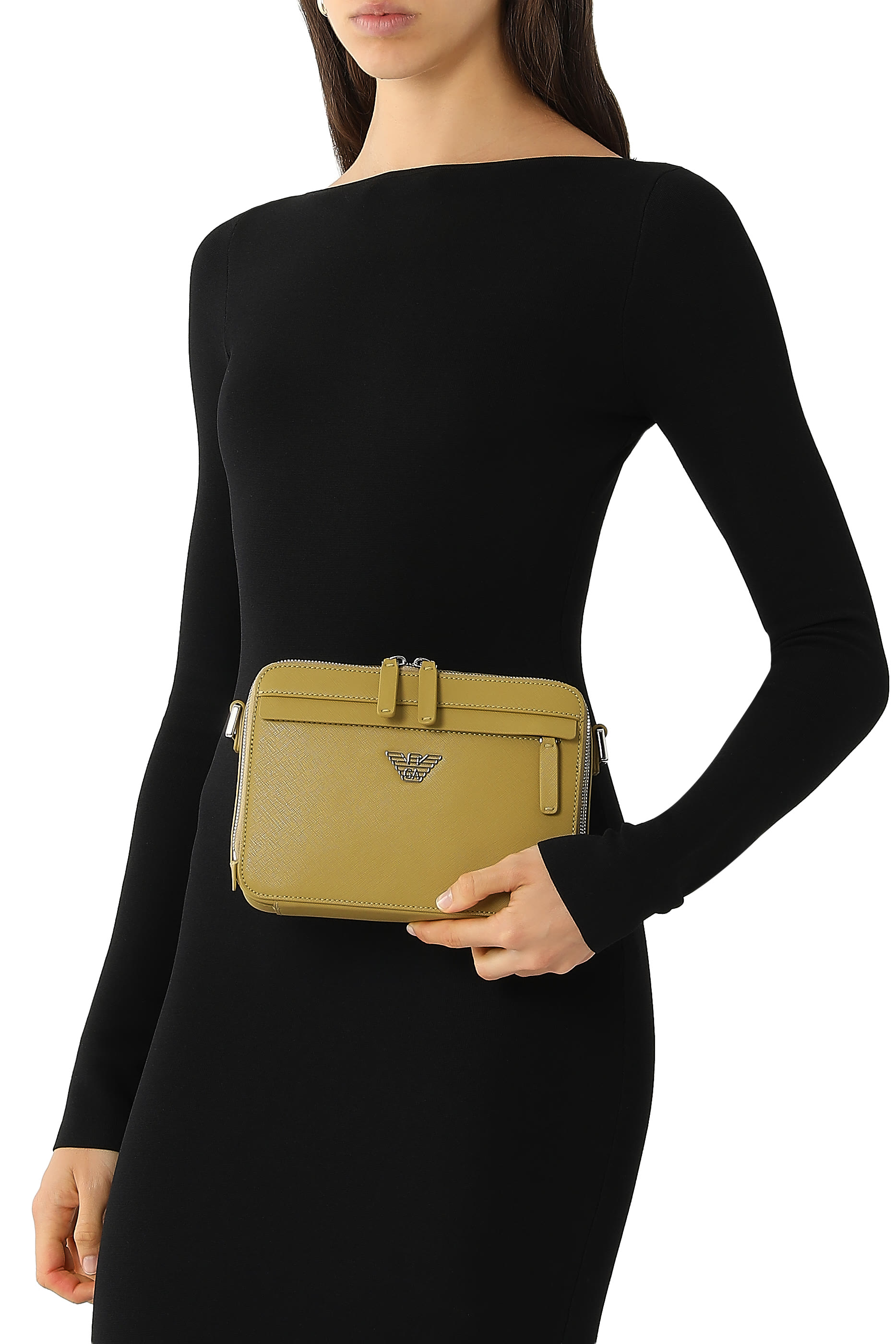 ASV Regenerated Saffiano Leather Mini Camera Bag with Eagle Plate