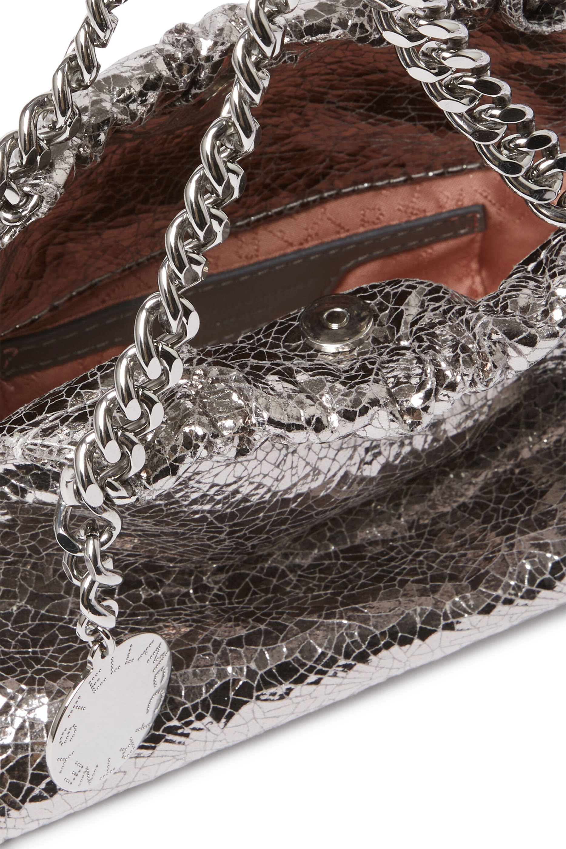 Falabella Cracked Metallic Drawstring Crossbody Bag