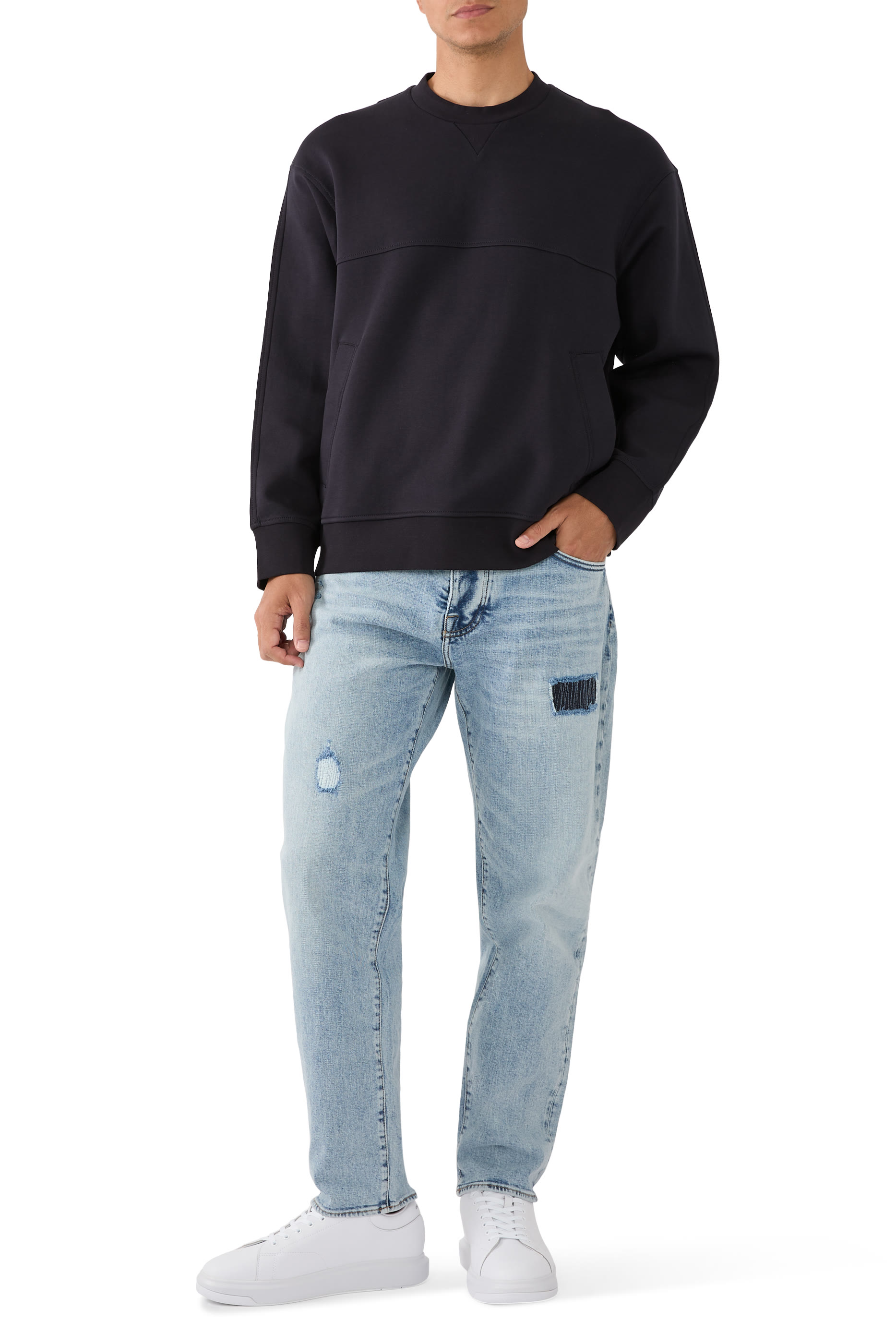 Bonded Cotton Crewneck Sweatshirt
