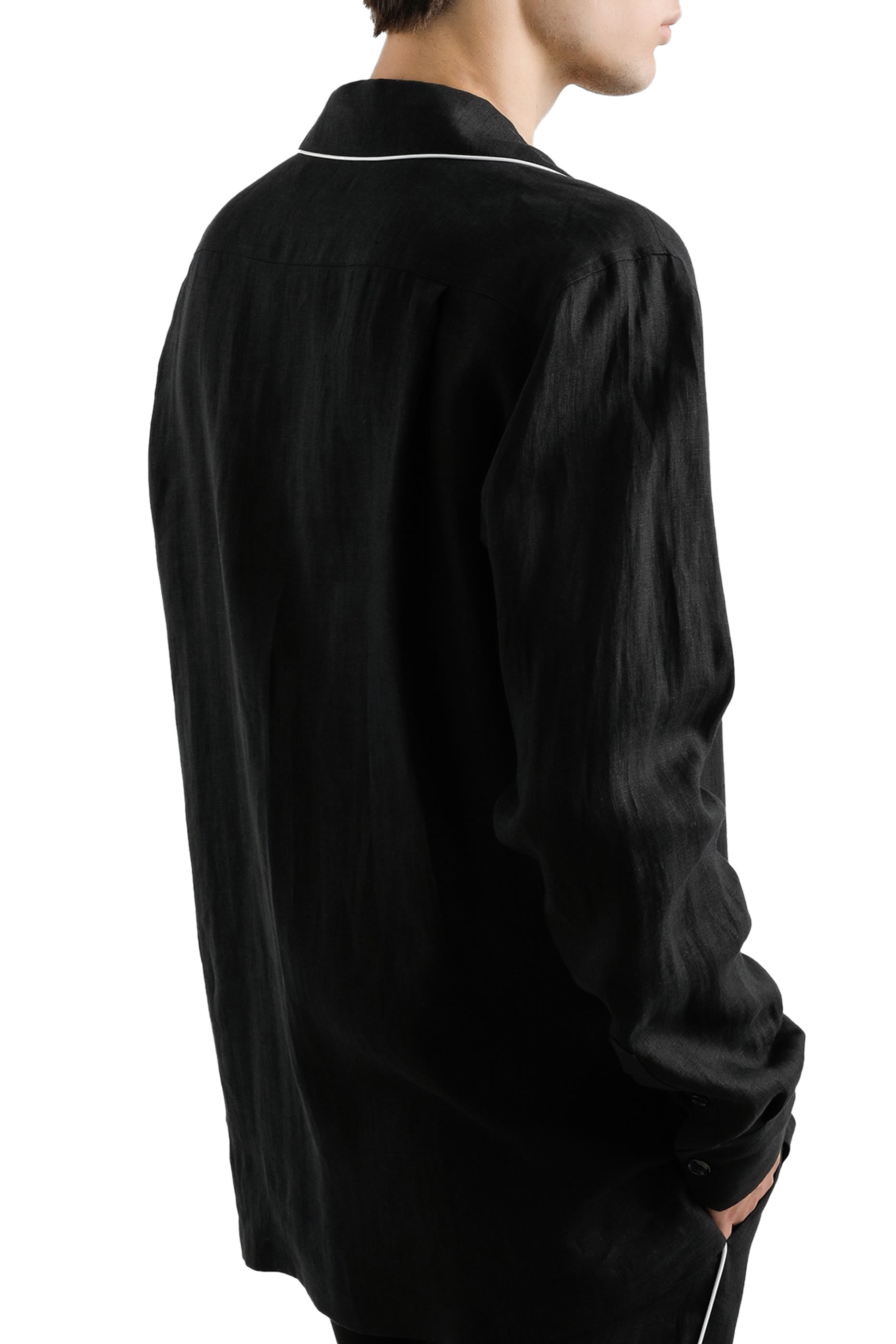 DG Logo-Embroidered Patch Silk Shirt