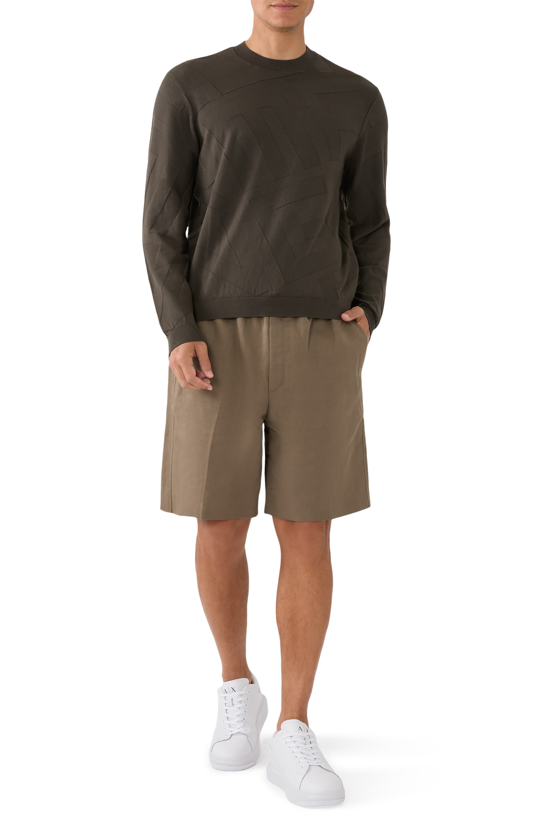 Jacquard Lettering Viscose Blend Sweater