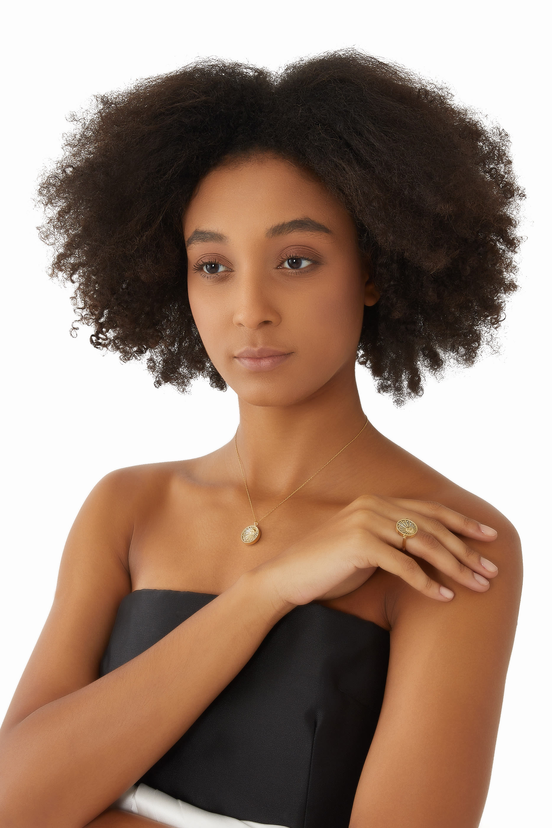 Day and Night Pendant, 18k Yellow Gold with Mother of Pearl & Diamonds