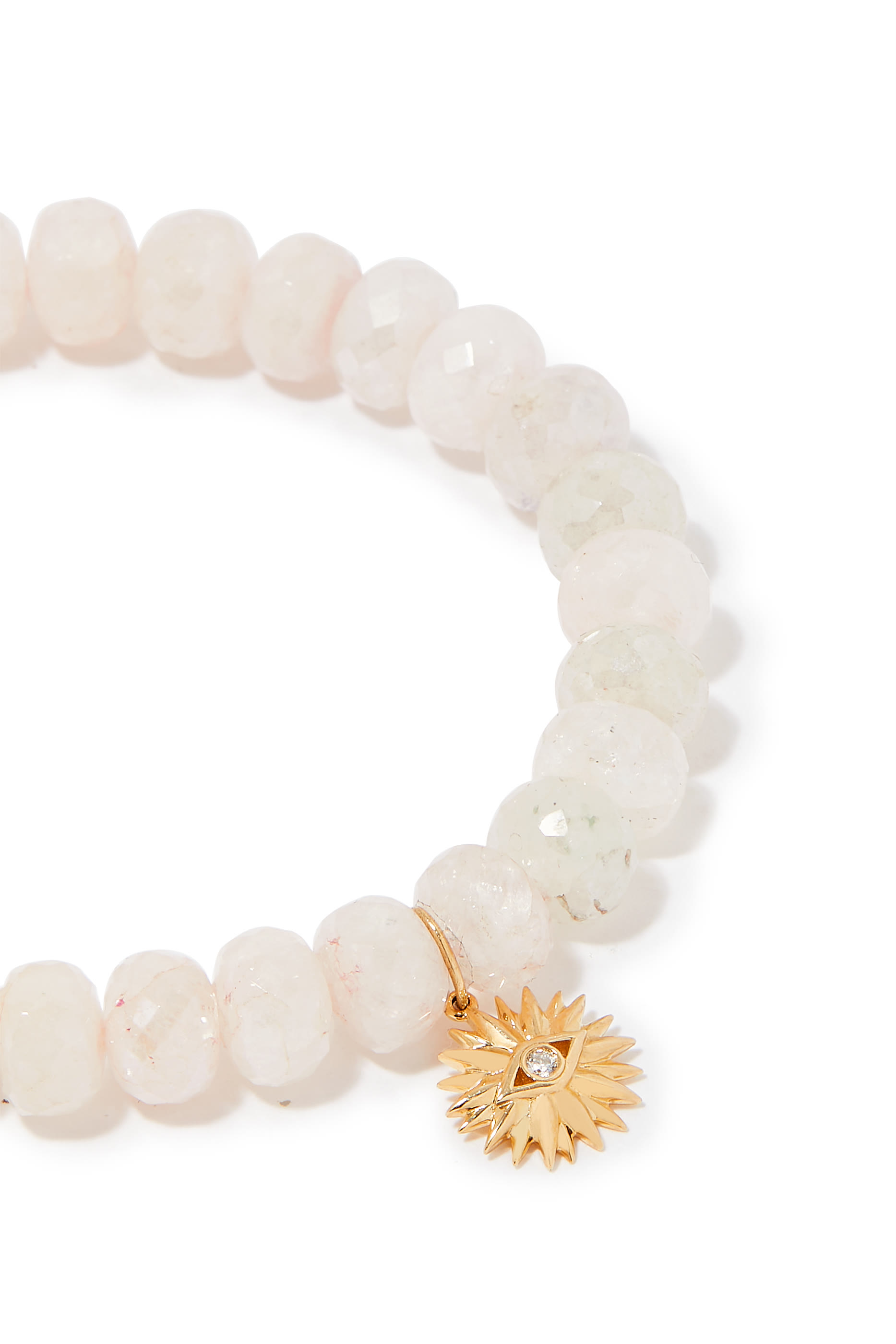 Evil Eye Petal Beaded Bracelet, 14k Yellow Gold with Diamonds & Grapolite