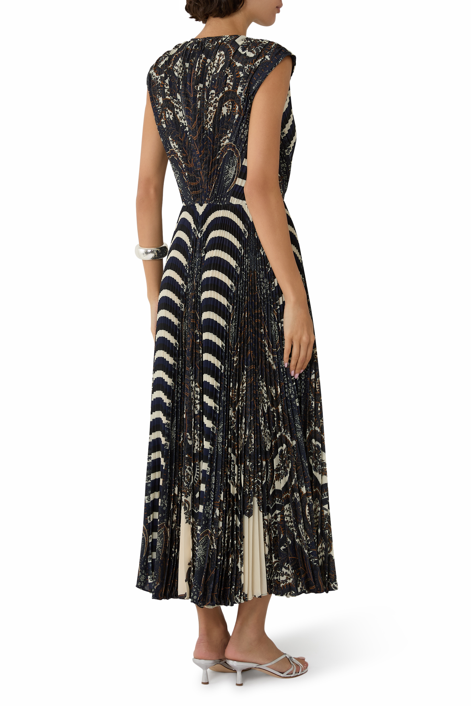 Violeta Pleated Sleeveless Midi Dress