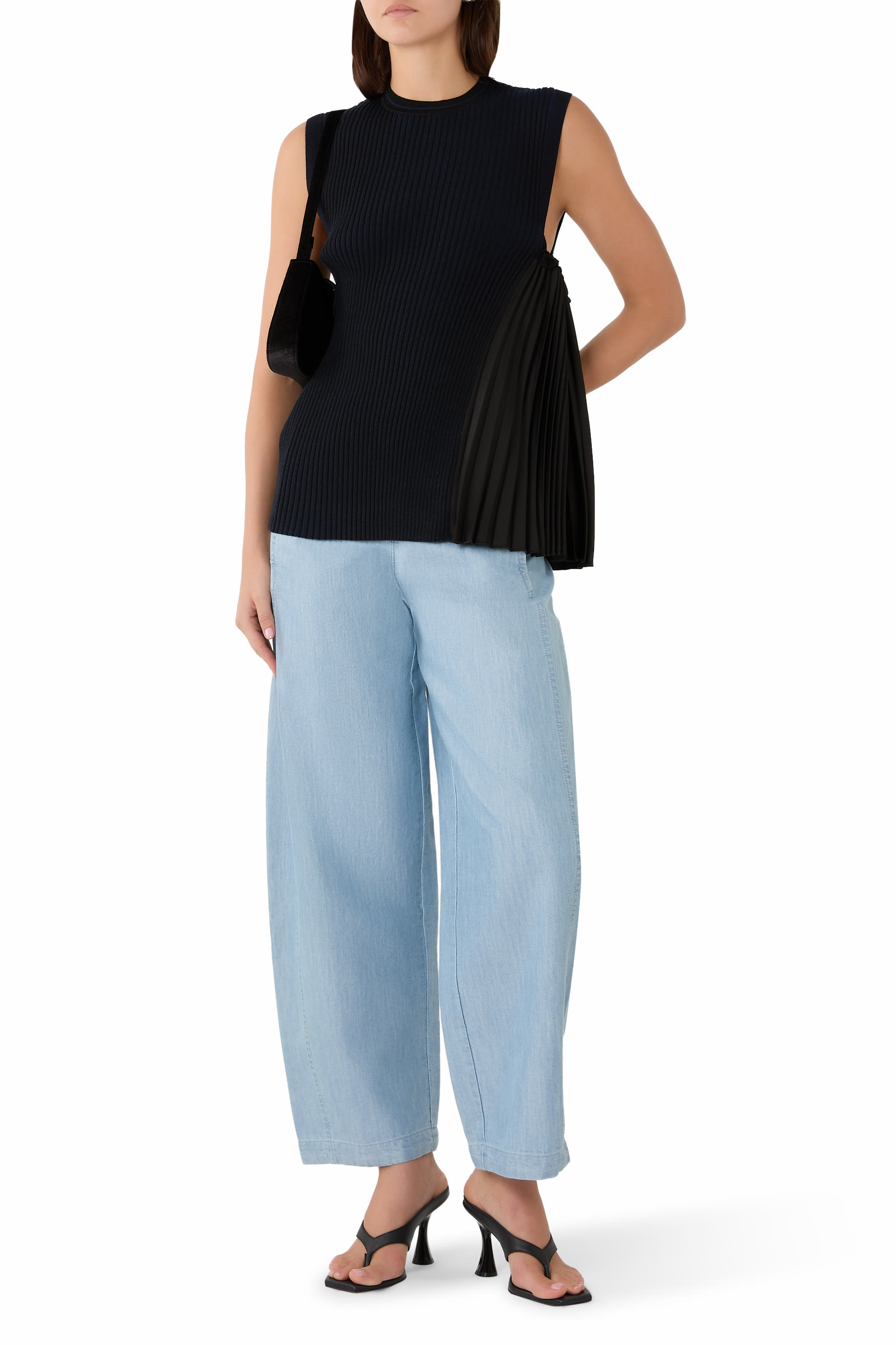 Asymmetrical Pleated Knit Top