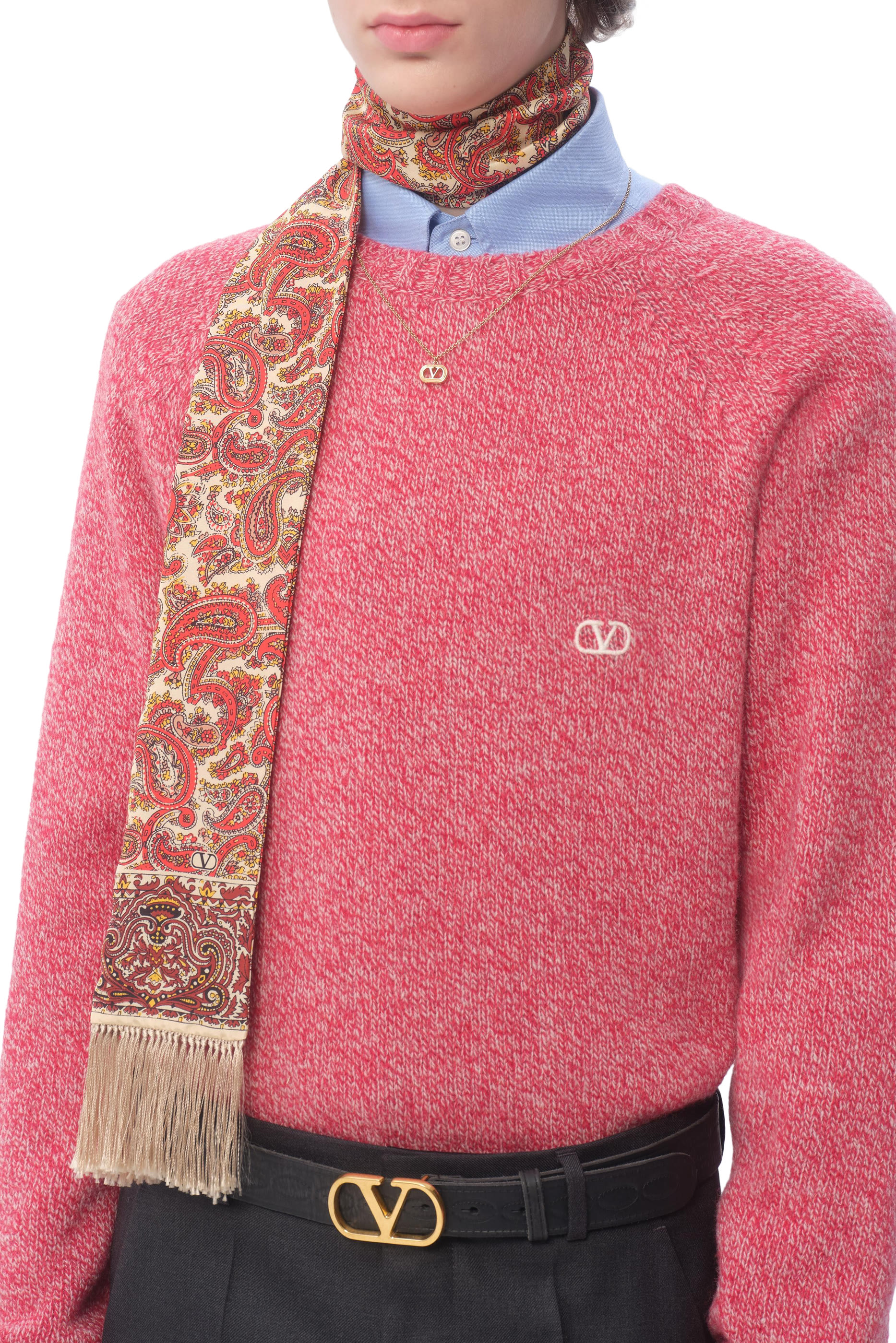 Voyage Imaginaire Silk Bandeau Scarf with Fringe