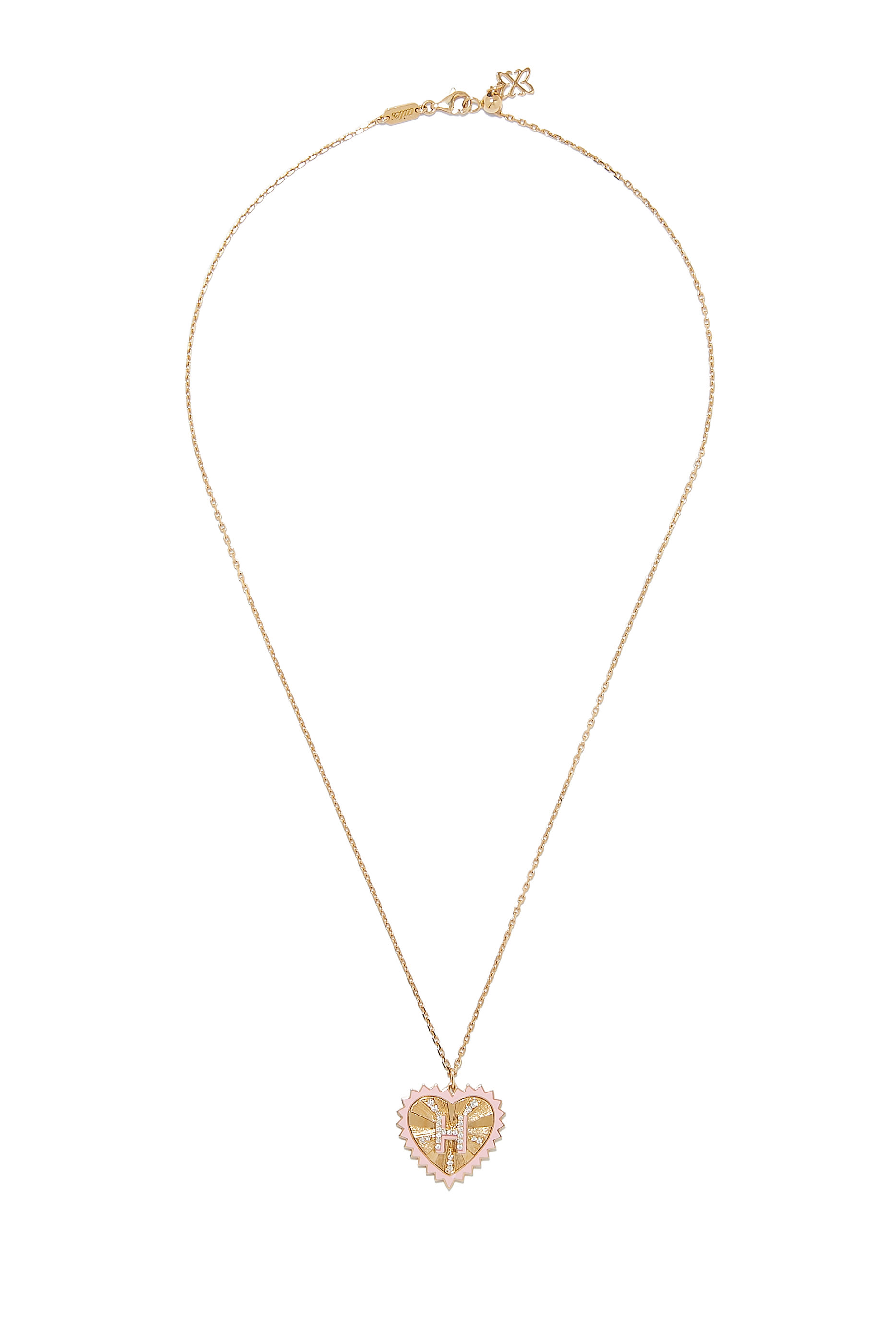 Heart Letter Necklace, 18k Yellow Gold & Diamond