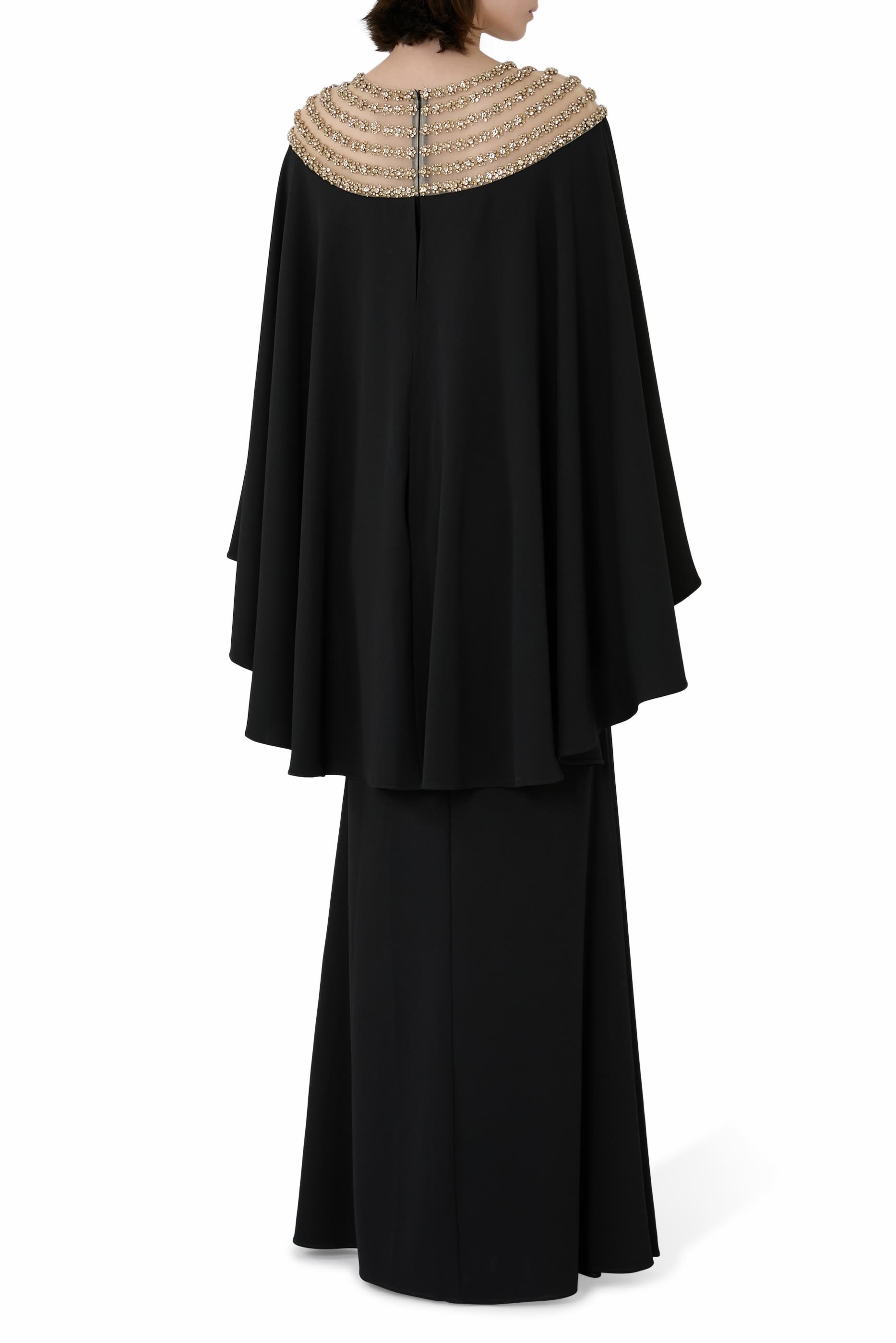 Bead Cape Sleeves Gown