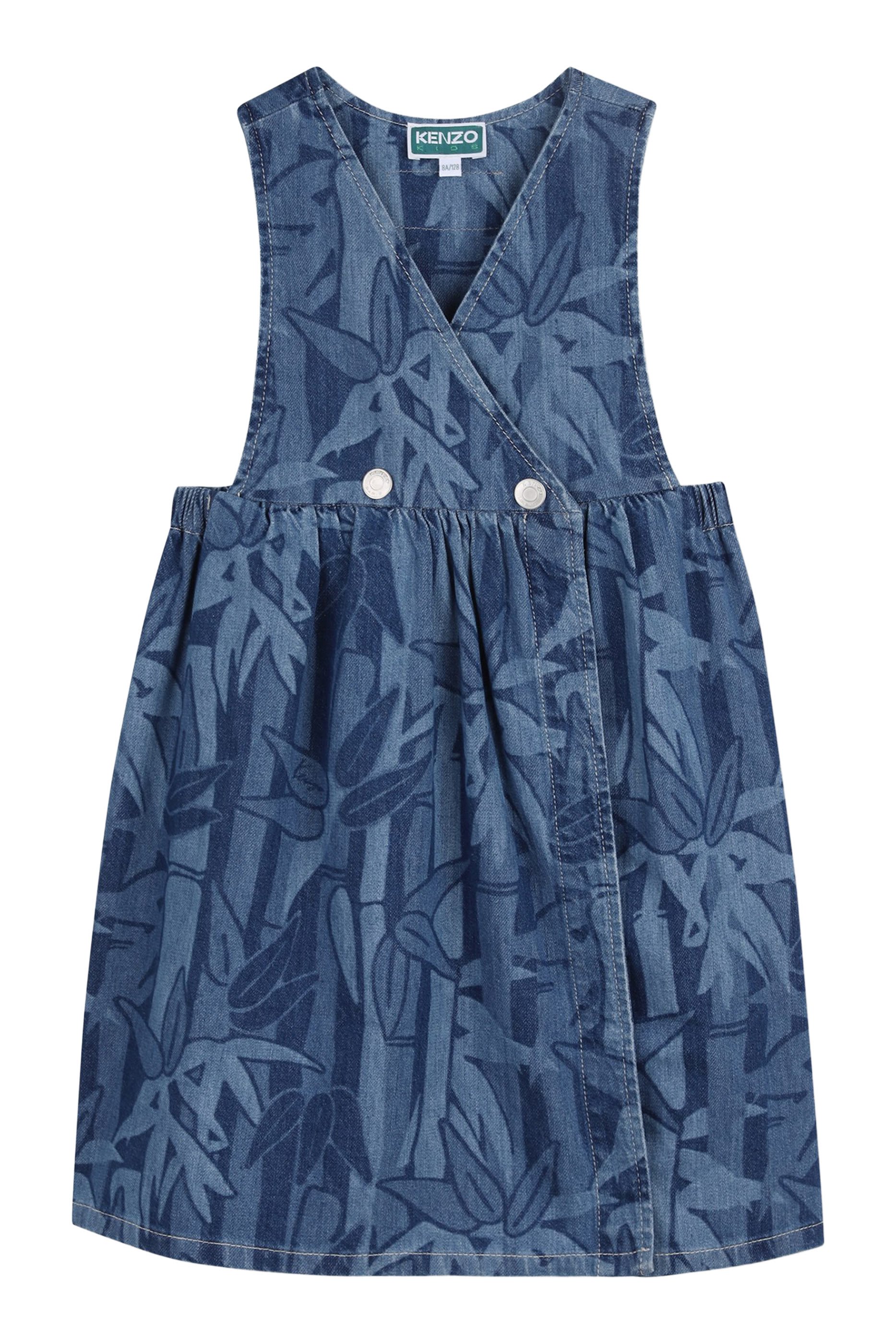 Kids Foliage-Print Denim Dress
