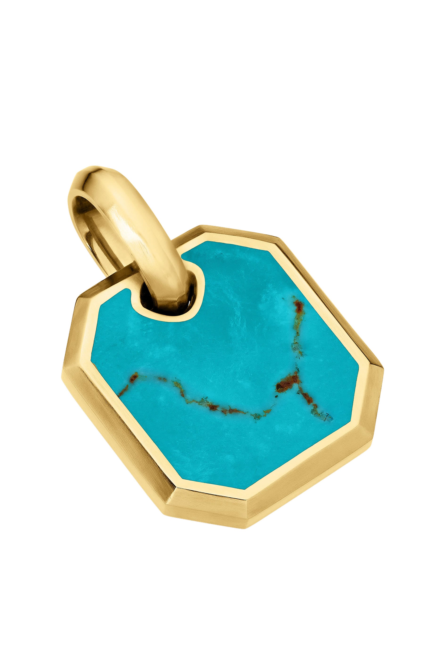  Octagonal Amulet, 18K Yellow Gold & Turquoise