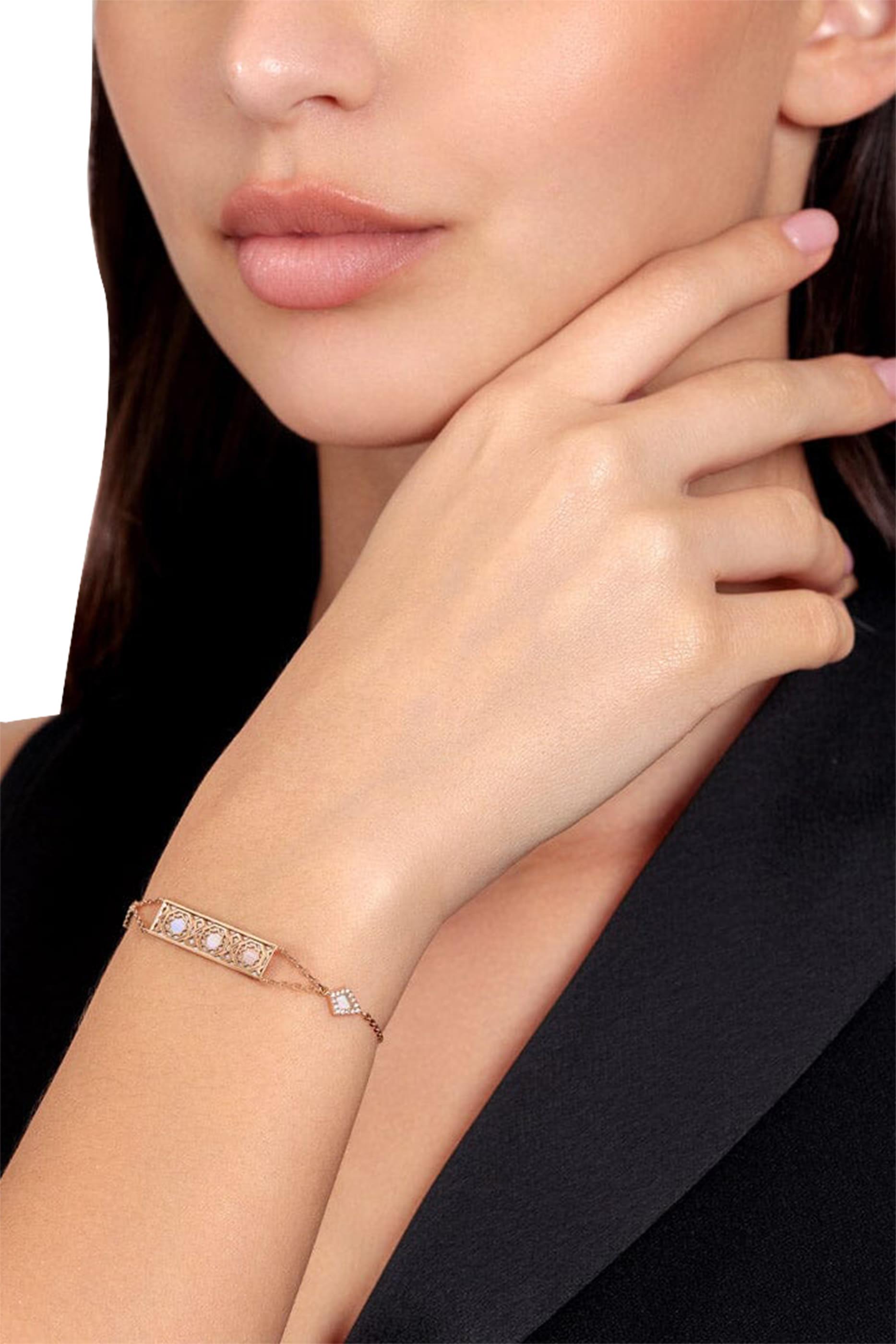 Oud Turath Bracelet, 18K Rose Gold, Diamonds & Mother of Pearls