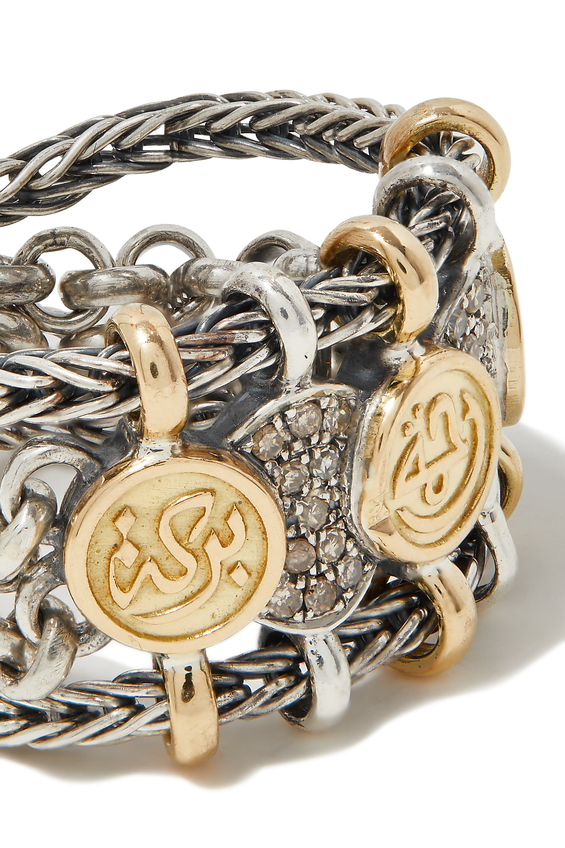 Blessings Chain Ring, 18k Gold & Sterling Silver