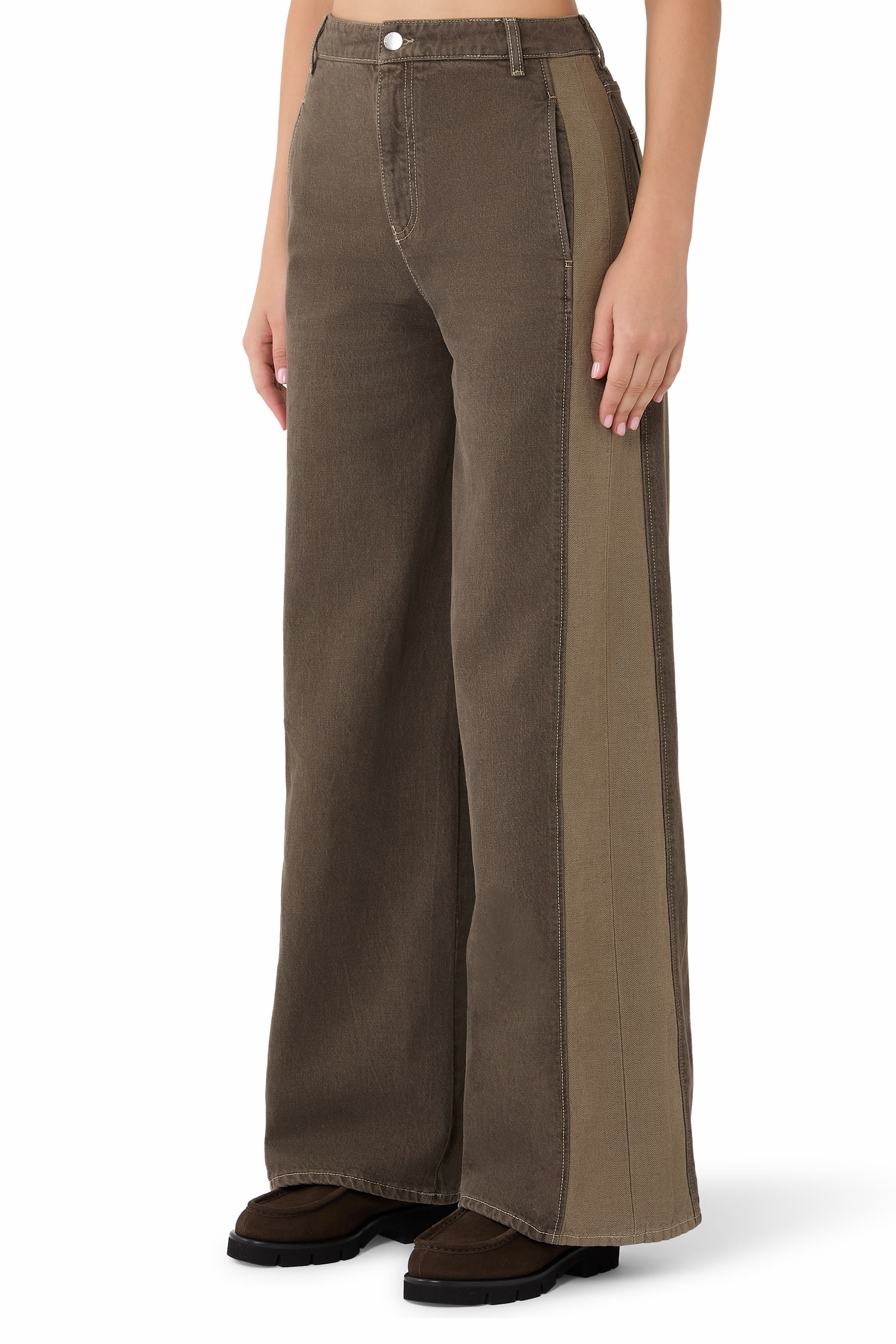 Five-Pocket Wide-Leg Denim Pants