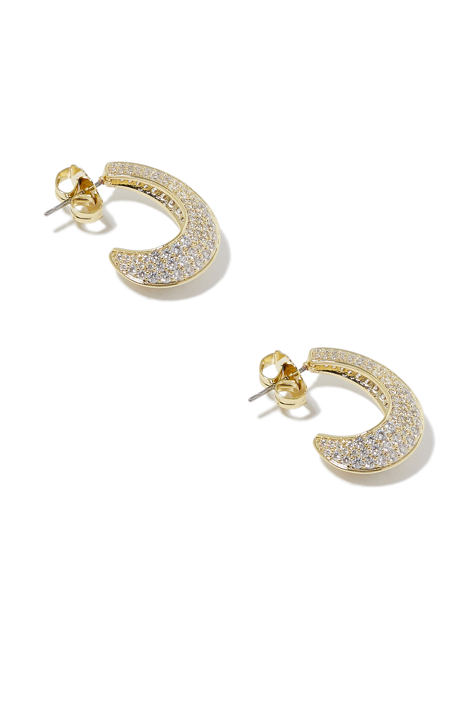 Modern Pave CZ Half Hoop Earrings