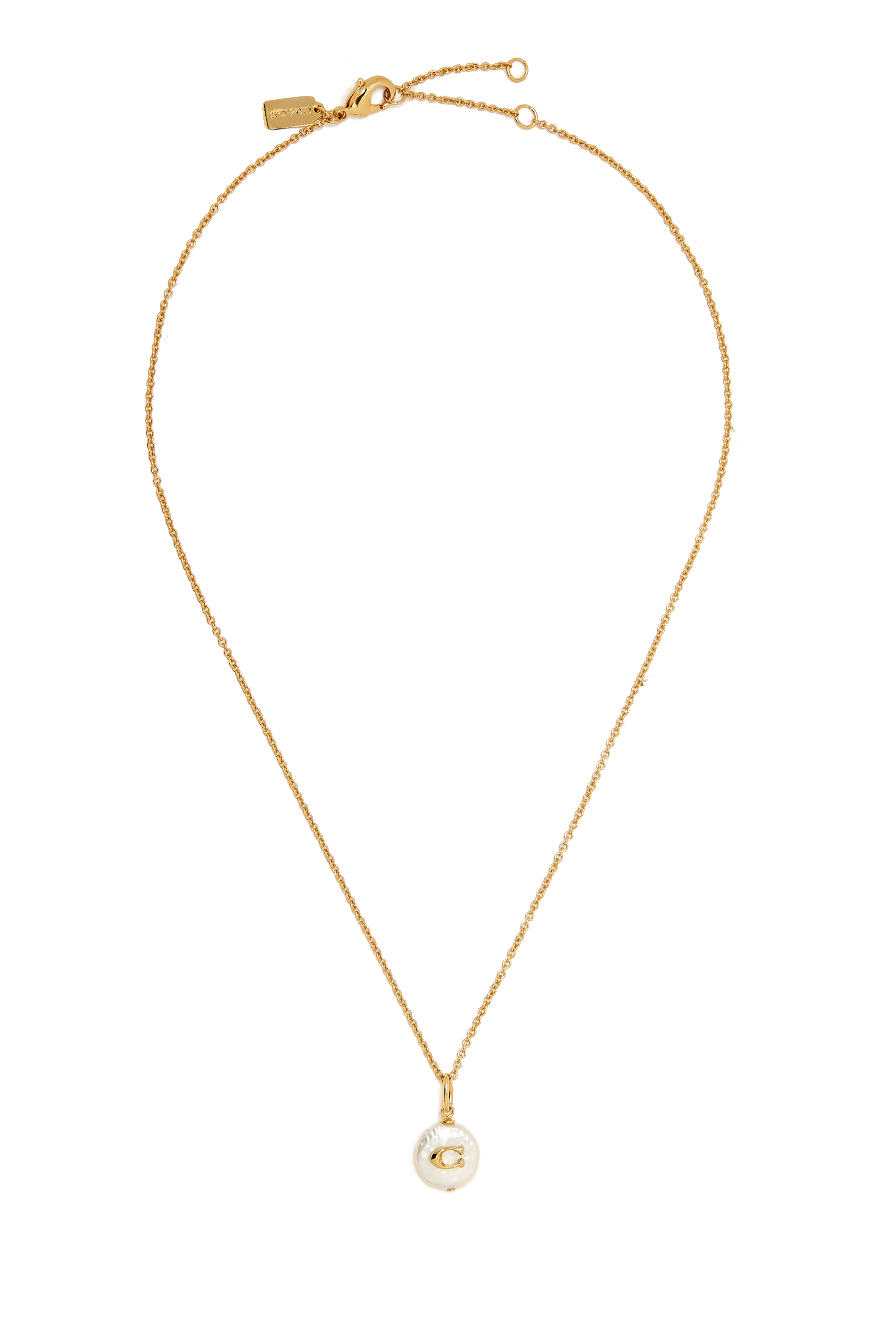 Signature Coin Pearl Pendant Necklace