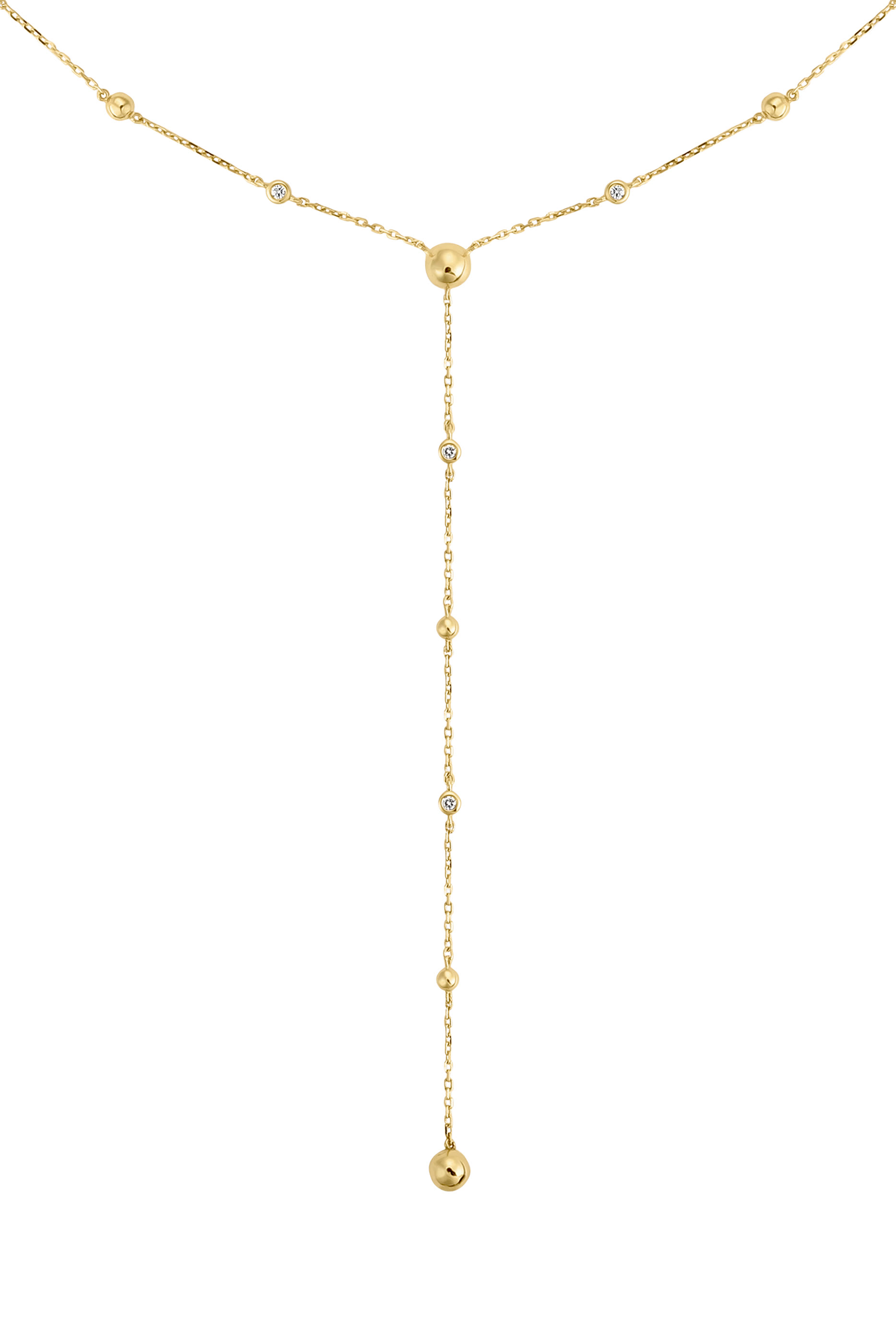 Enishi Lariat Necklace, 18k Yellow Gold with Diamonds