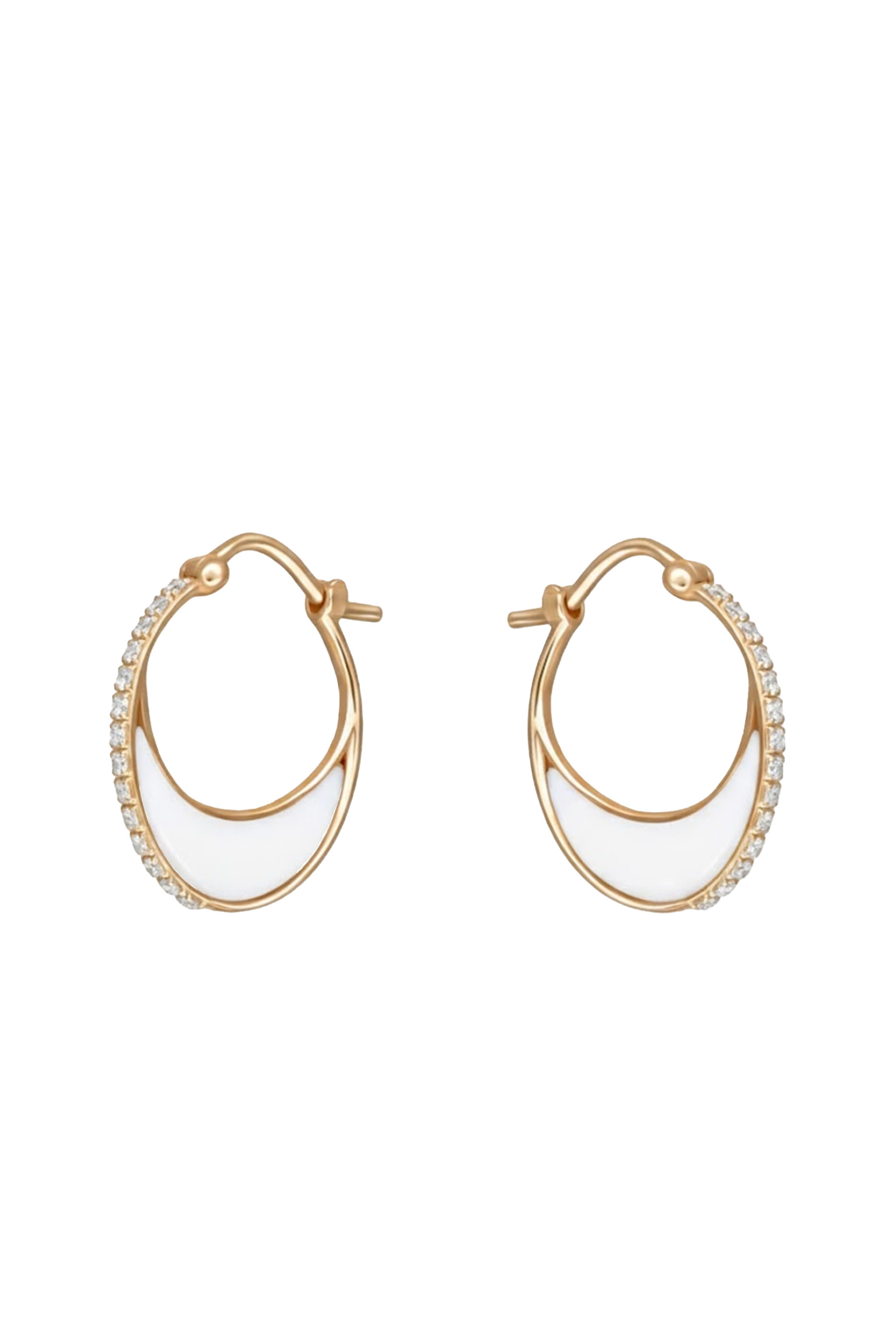 Bloop Earrings, Mother Of Pearl, Polished Gold & Diamonds
