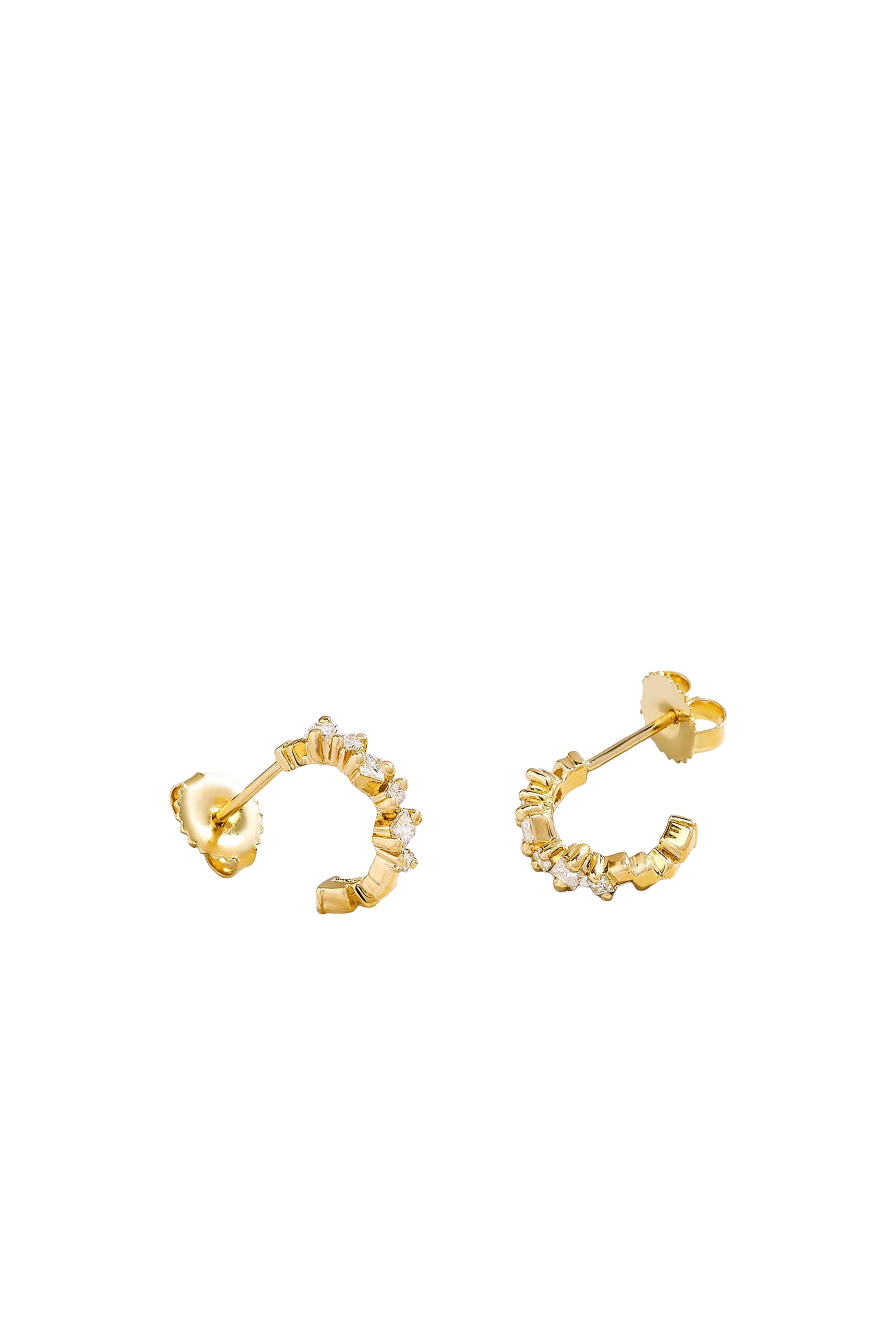 Mini Hoops, 18K Yellow Gold & Diamonds