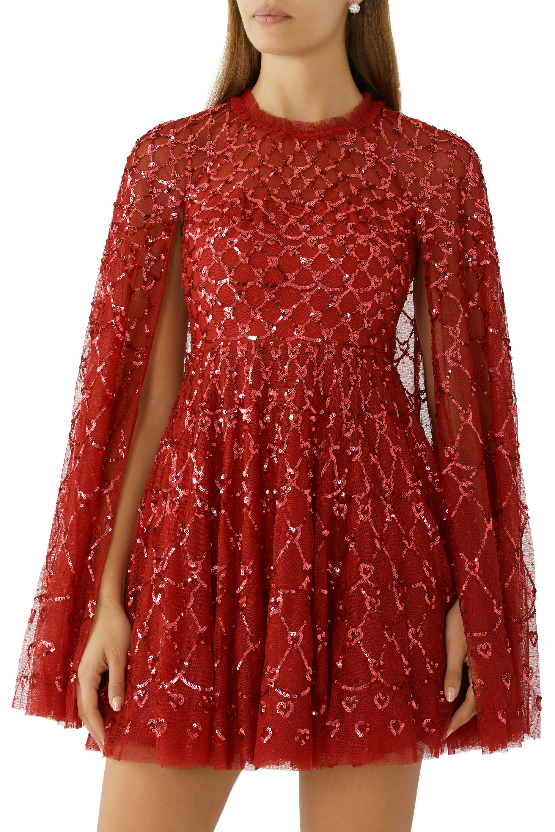 Heart Lattice Micro Mini Dress