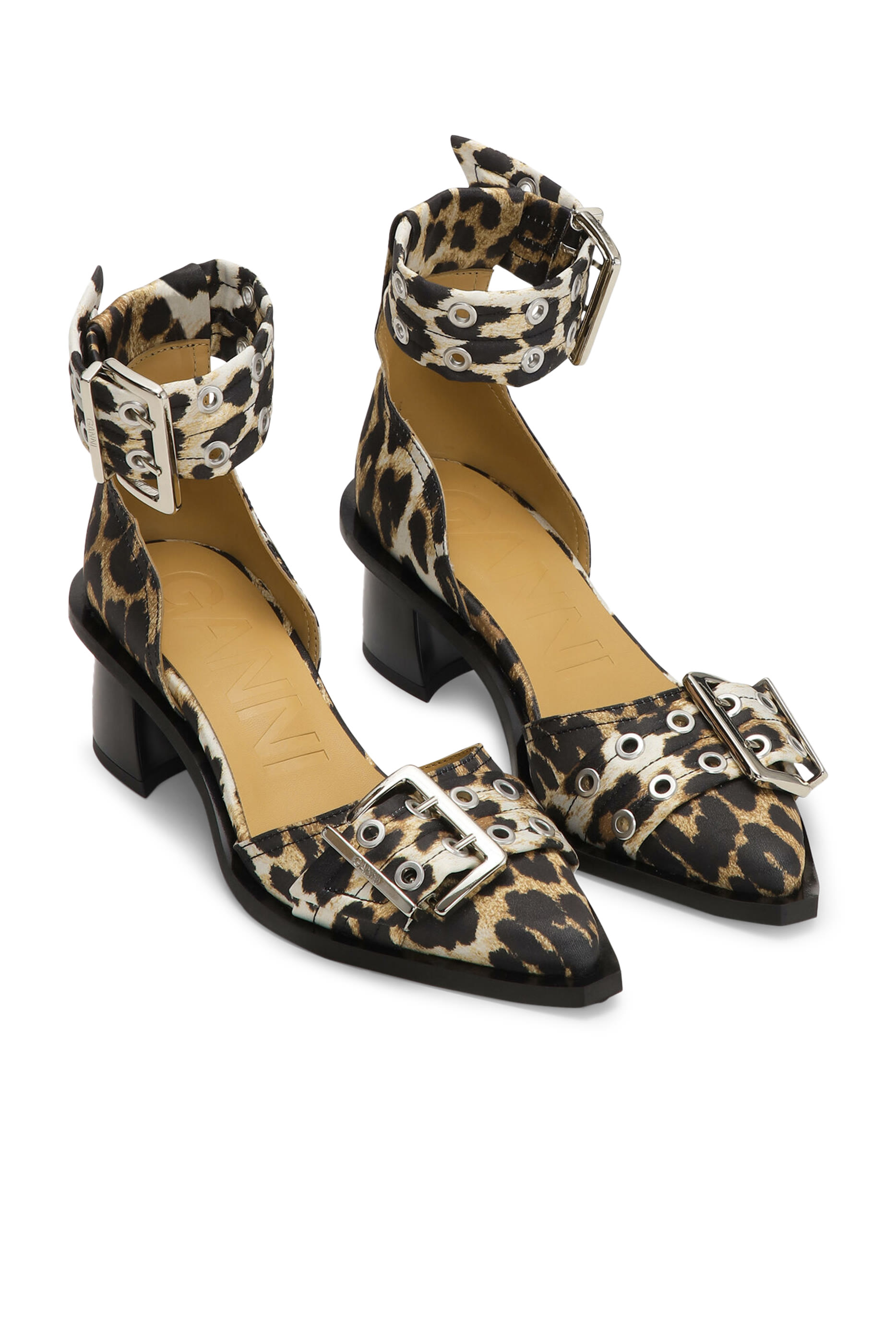 Leopard Print Feminine Buckle Open Cut Pumps