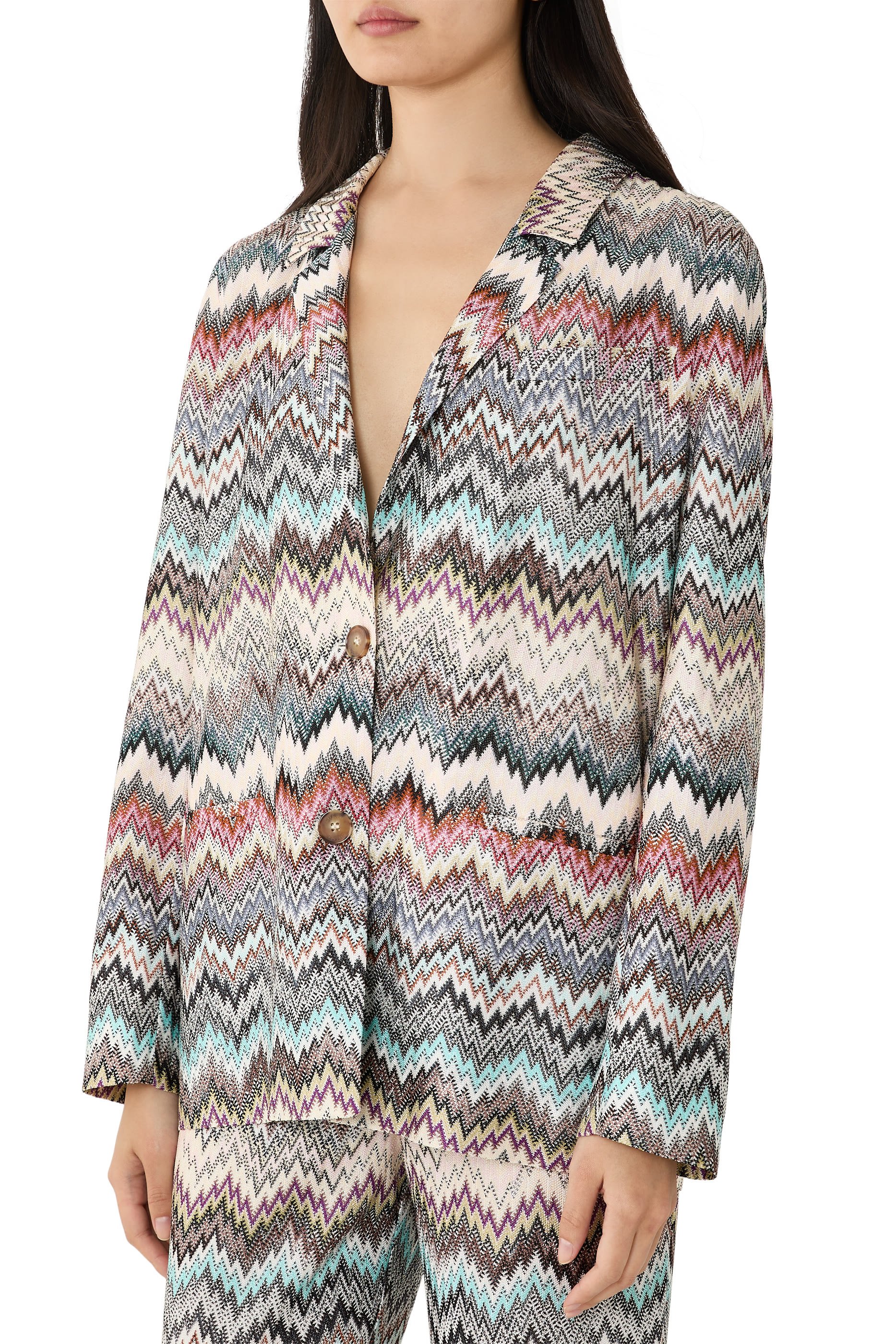 Single-Breasted Blazer with Snake Pattern