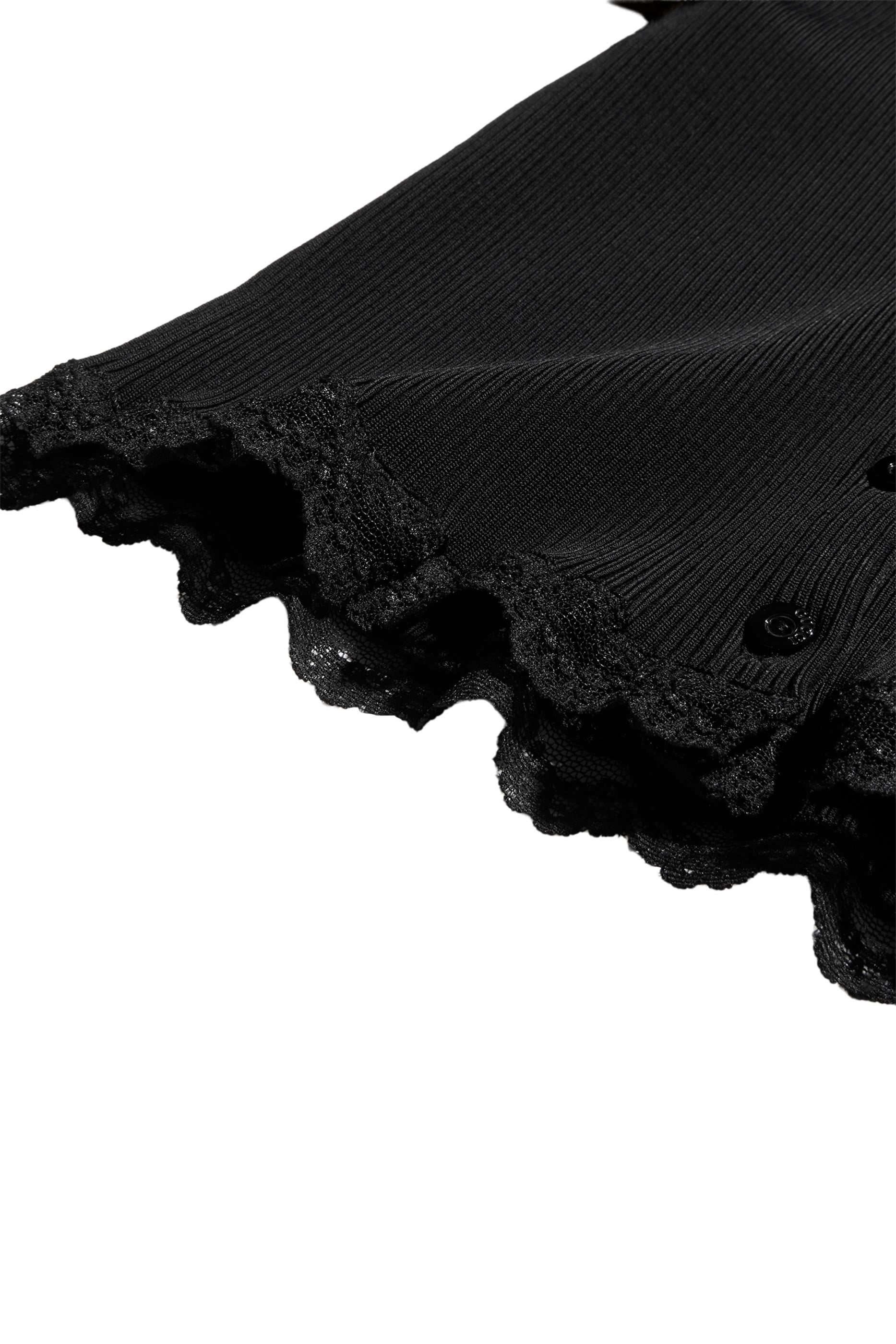 Lace Trim Rib Cardigan