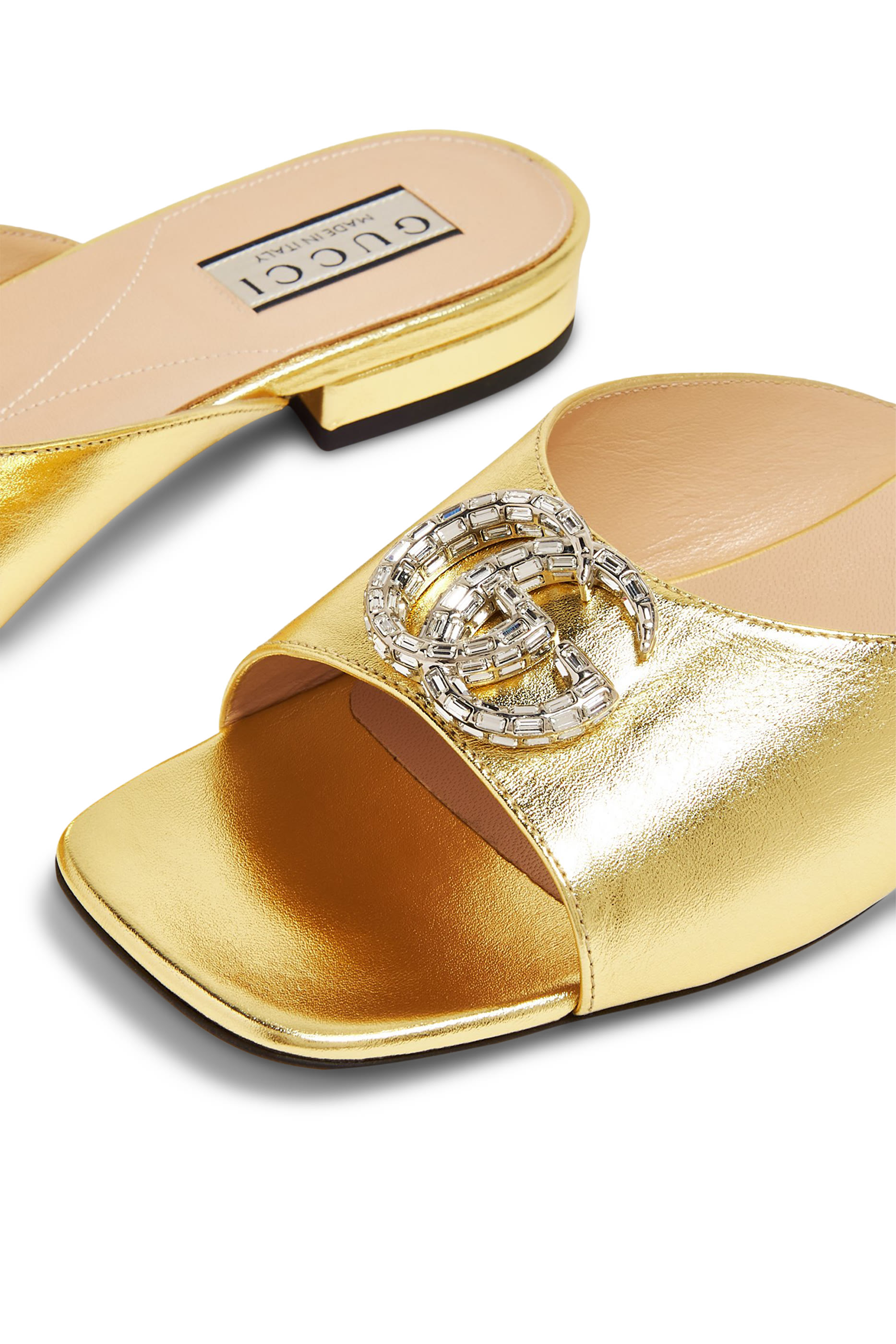 Harlow Metallic Leather Slides