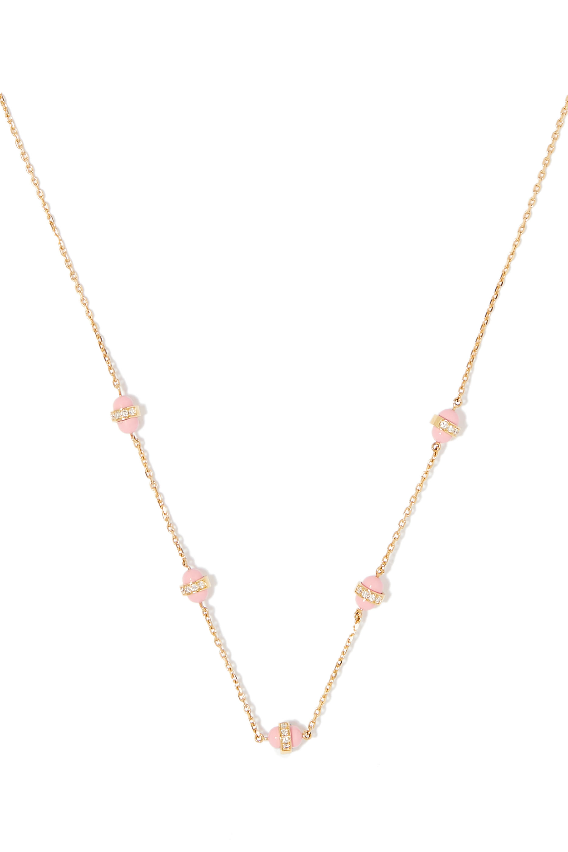 The 5 Dots Atoms Necklace, 18k Yellow Gold with Diamonds & Enamel