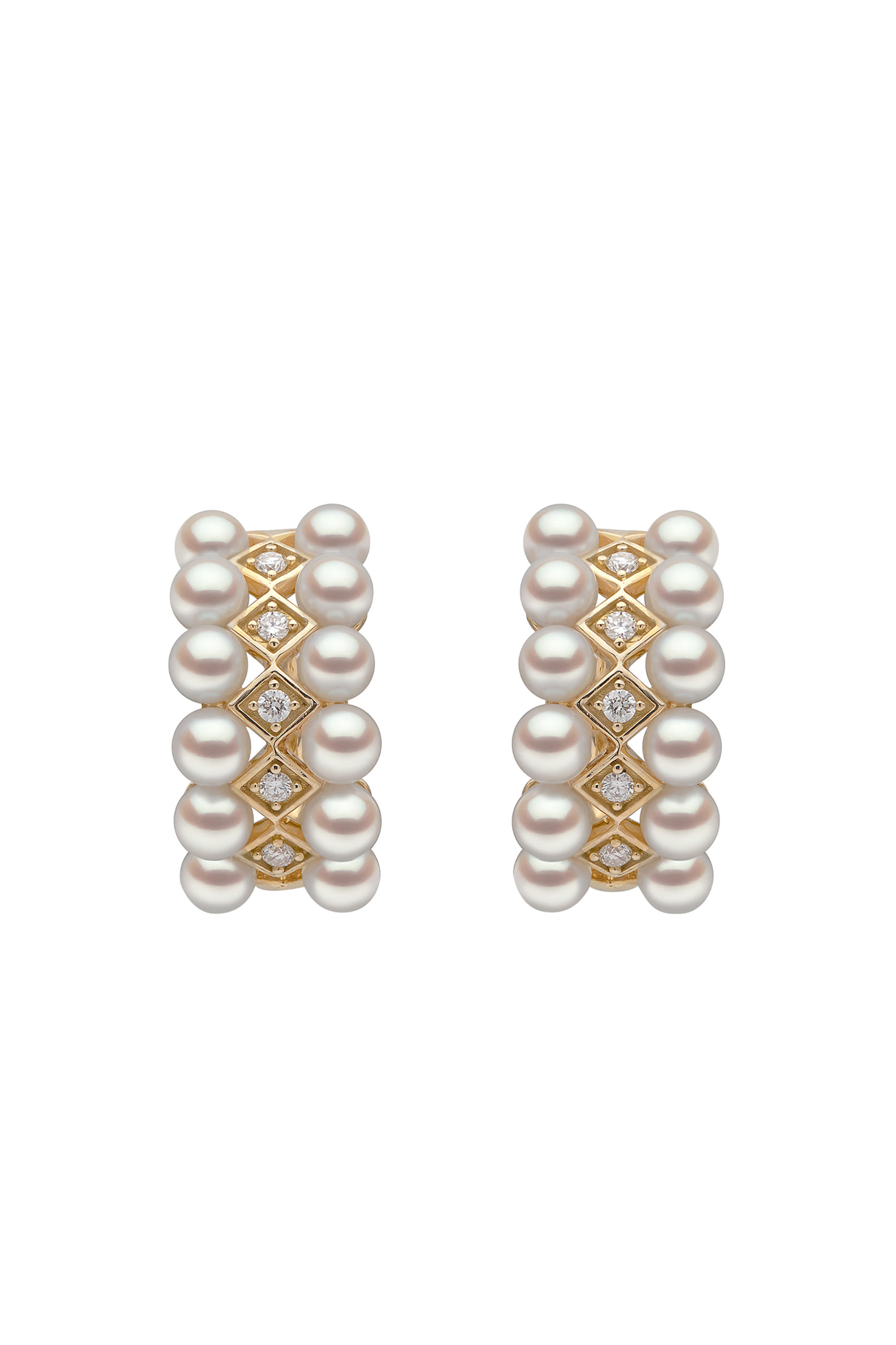 Eclipse Pearl And Diamond Hoop Earrings, 18k Yellow Gold with Akoya Pearls & Diamonds