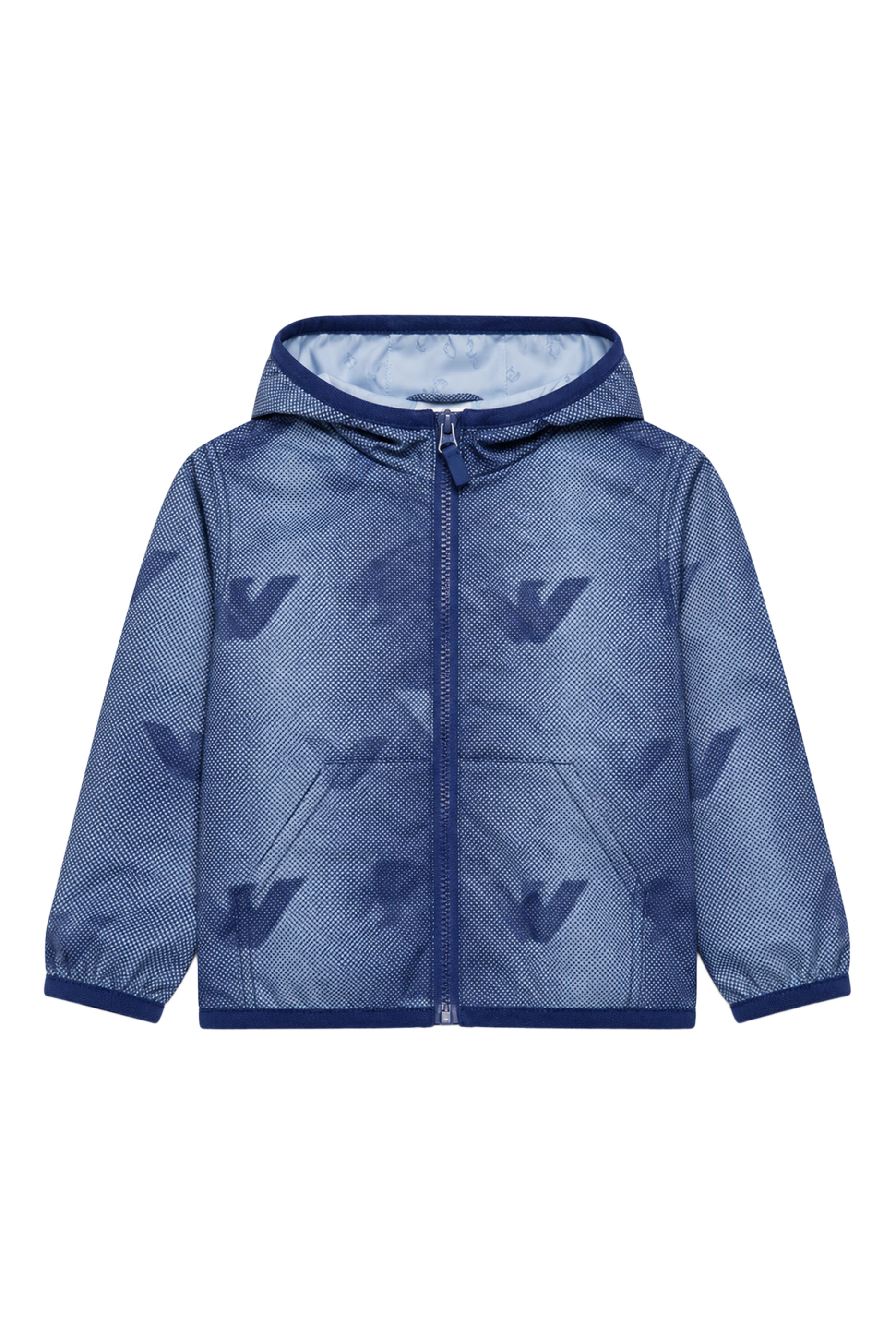 Kids Nylon Hooded Blouson with All-Over Eagle