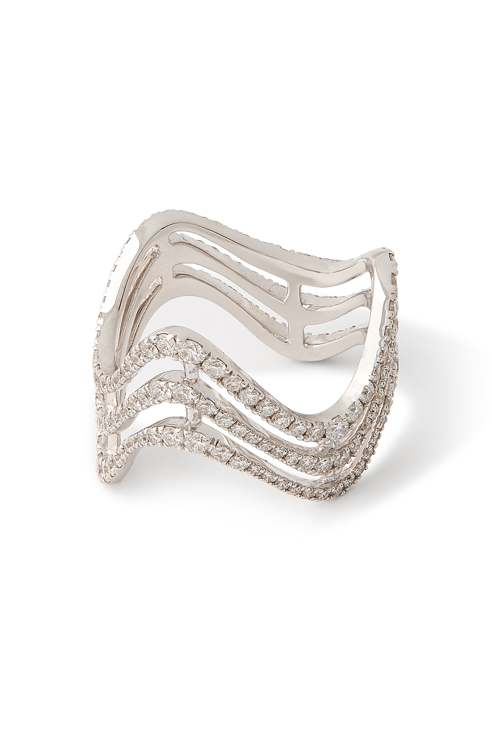 Tidal Wave Ring, 18K White Gold & Diamonds
