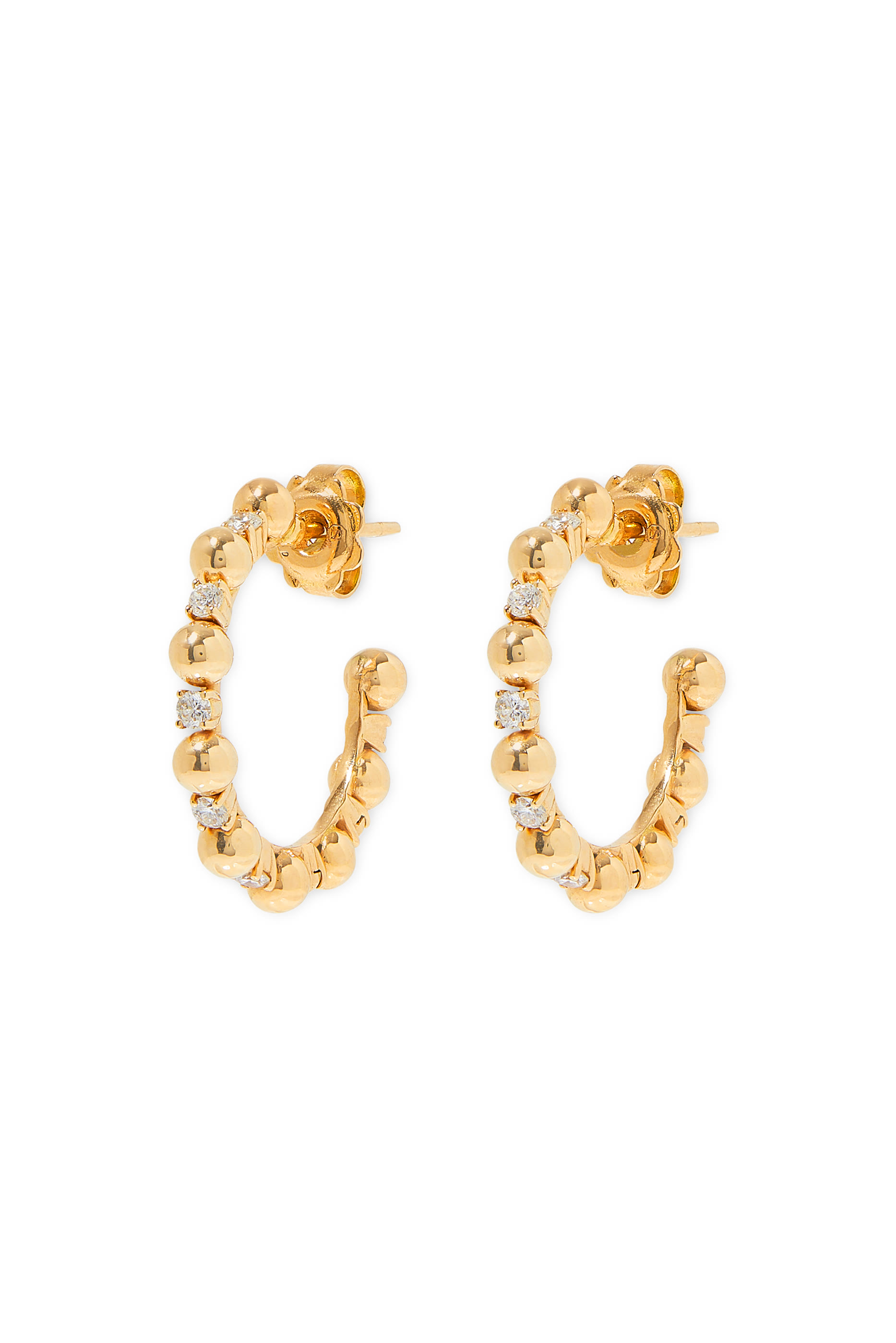 Gifu Small Hoop Earrings, 18k Yellow Gold & Diamonds
