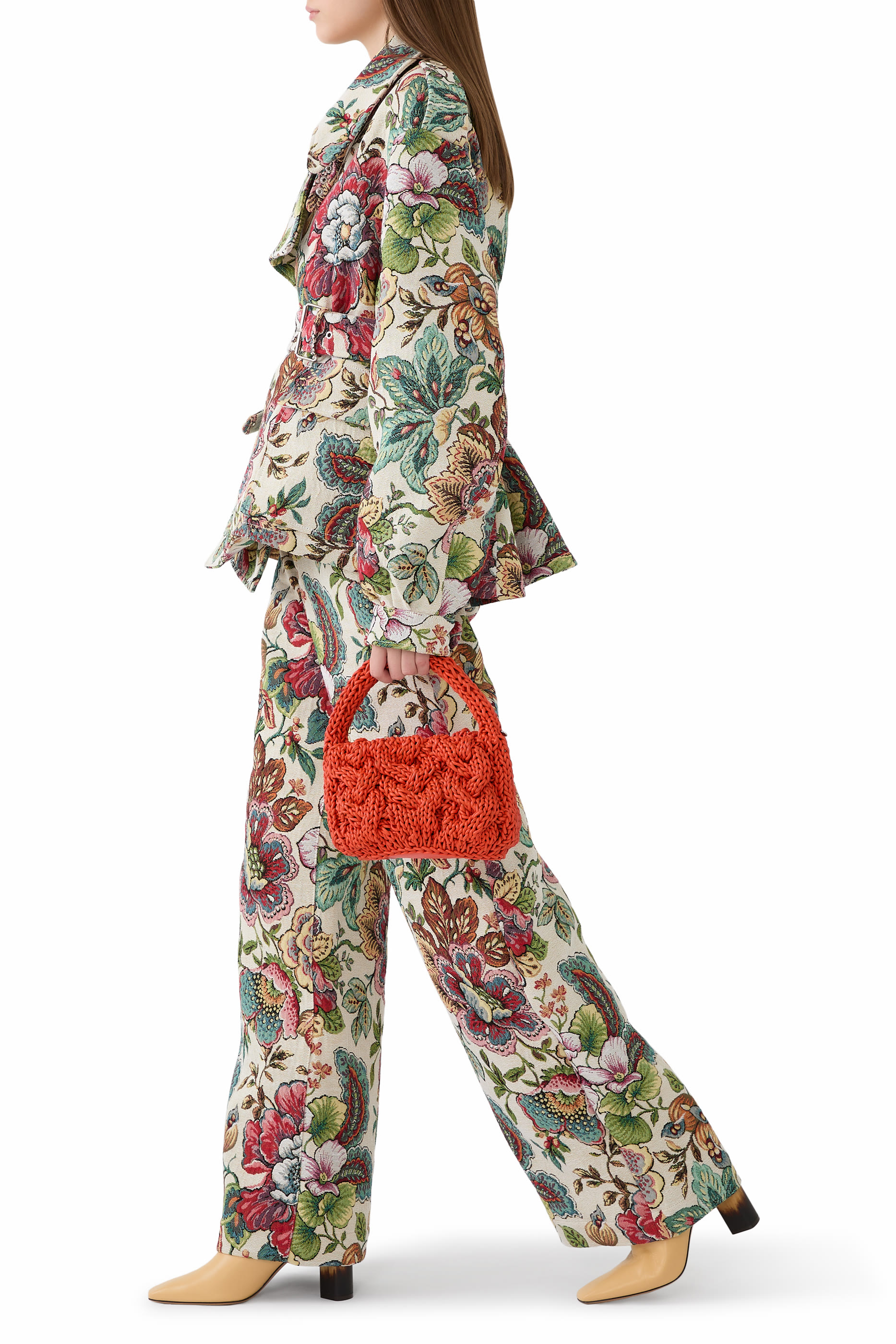 Floral Brocade Boyfriend Trousers