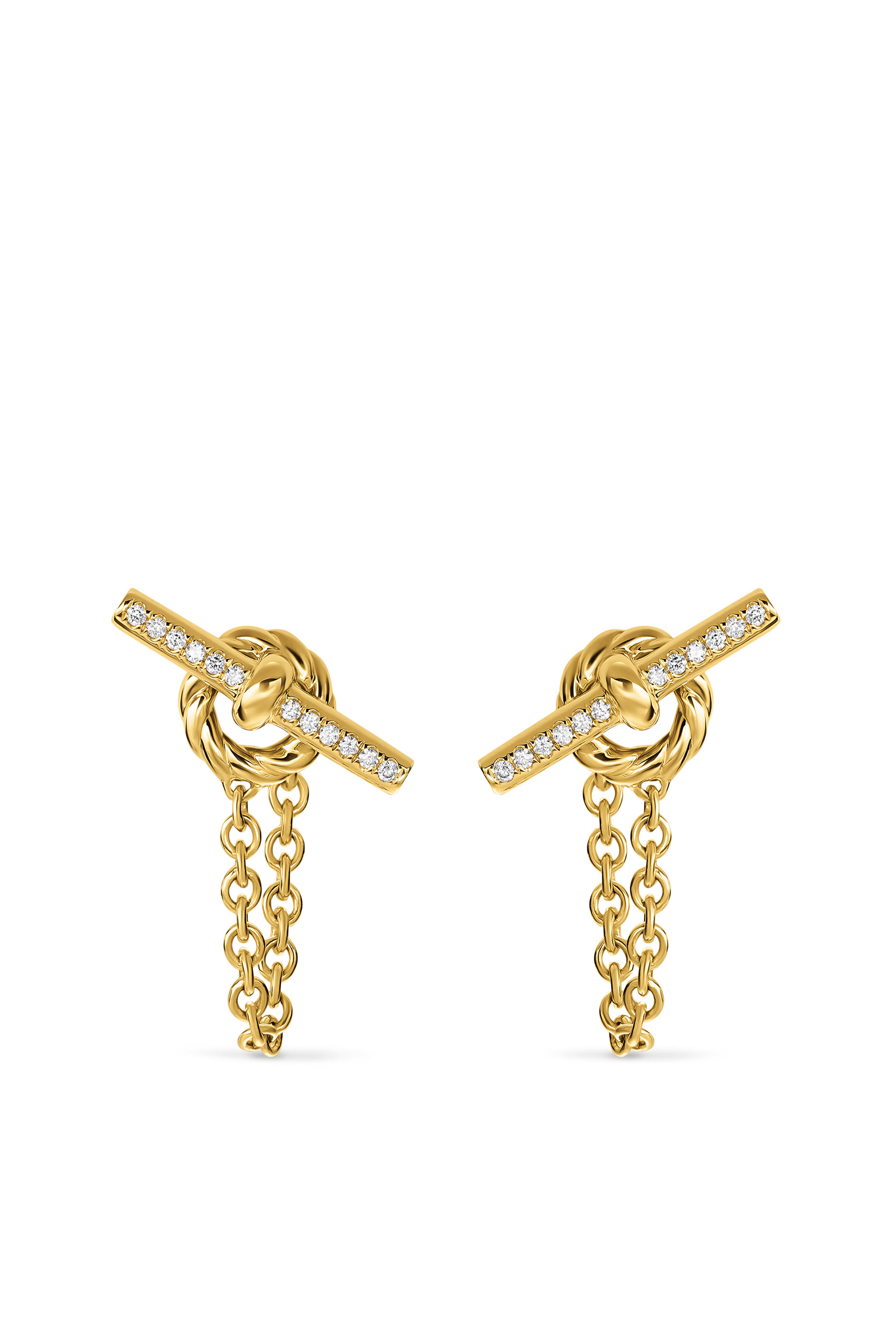 DY Mercer® Petite Toggle Chain Stud Earrings, 18K Yellow Gold & Diamonds