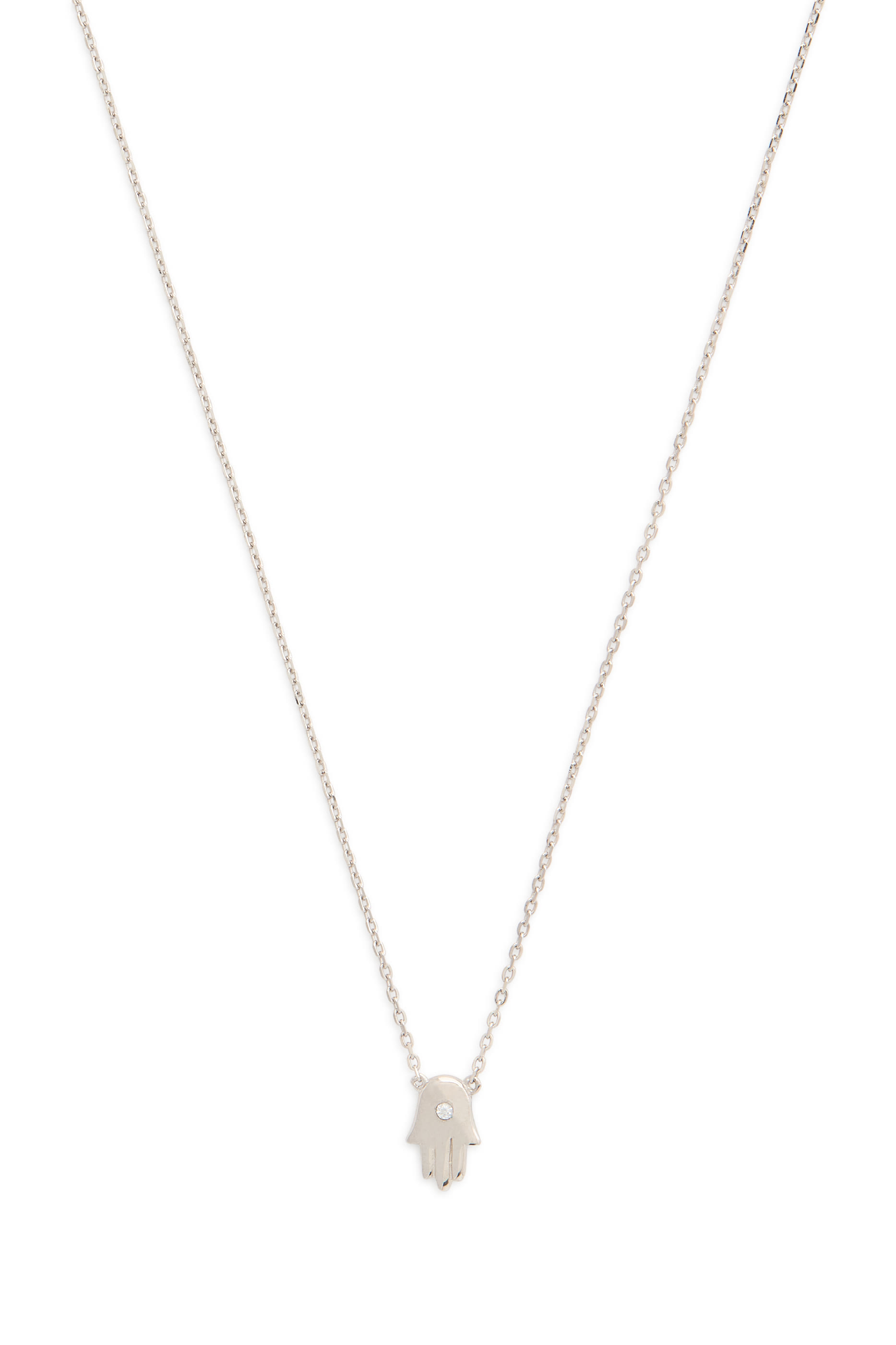 Hamsa Pave Necklace, Gold Plated & Cubic Zirconia