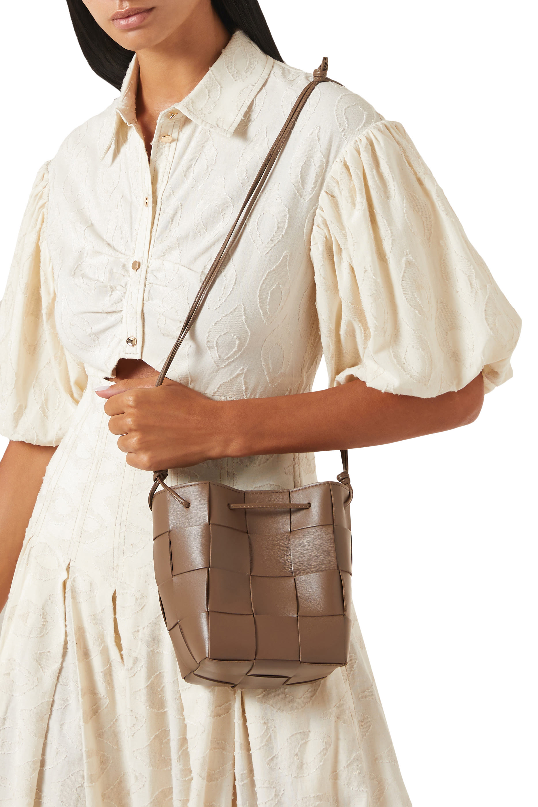 Small Cassette Cross-Body Bucket Bag