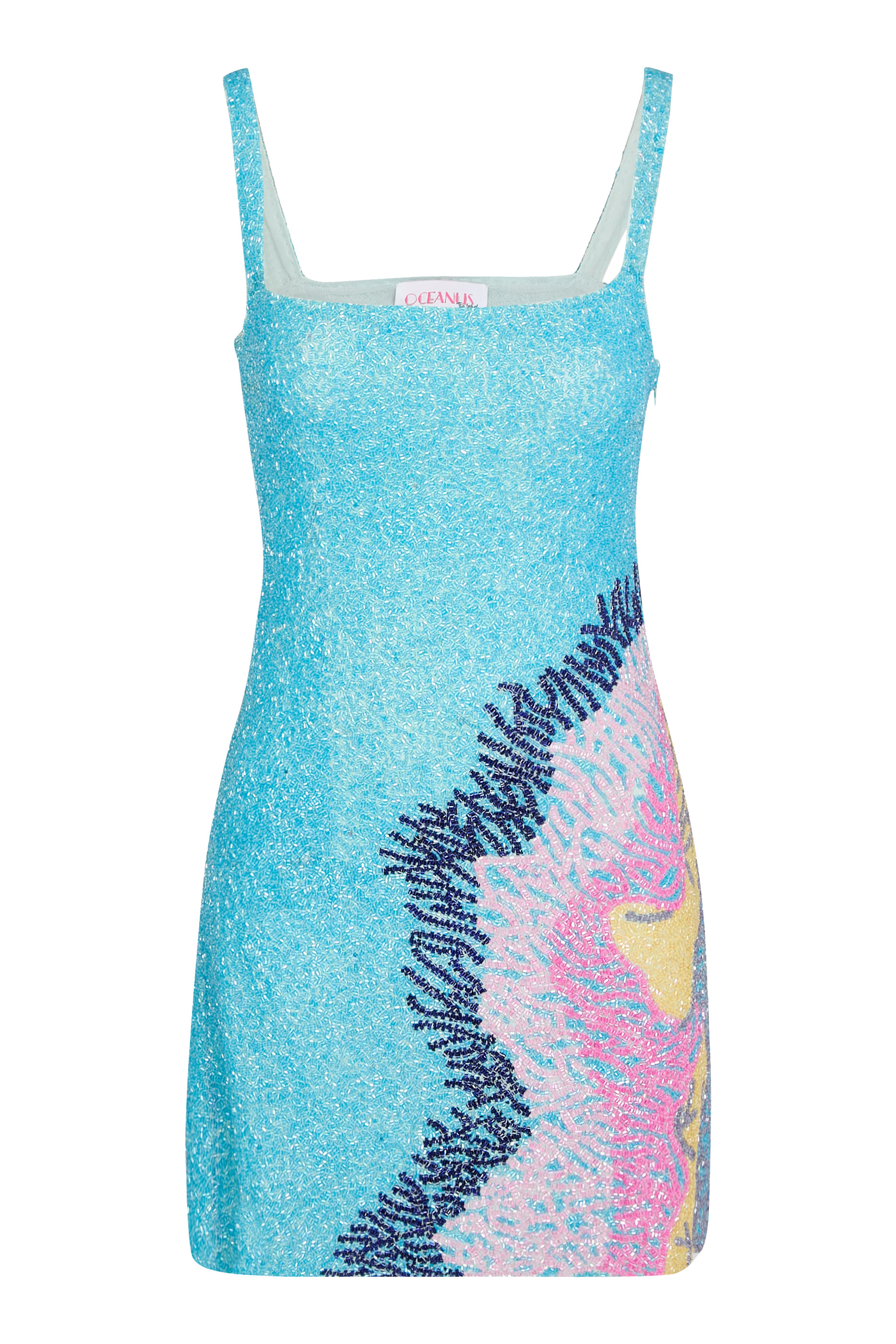 Adeline Coral Hand Beaded Mini Dress