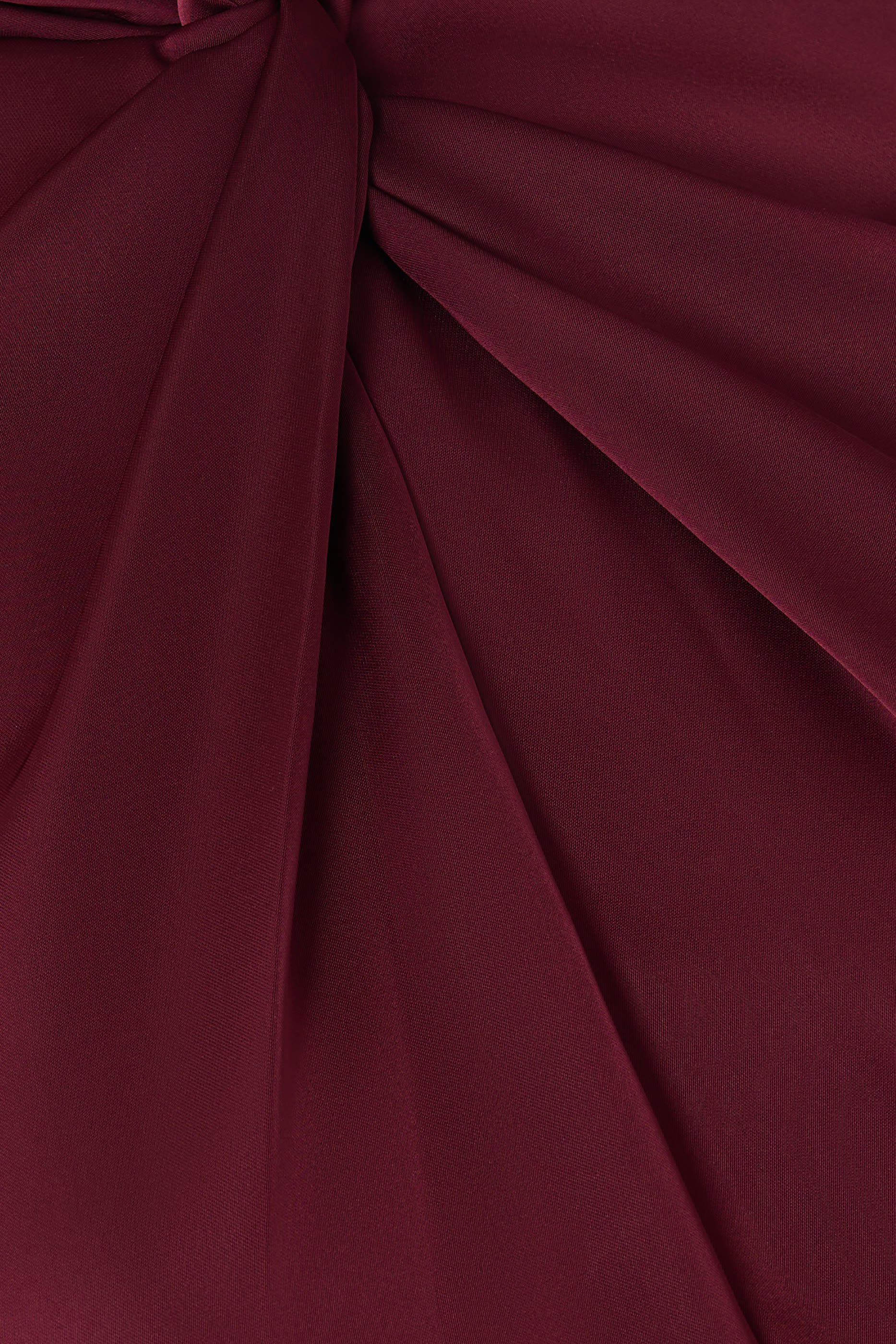 High-Neck Satin Midi Dress