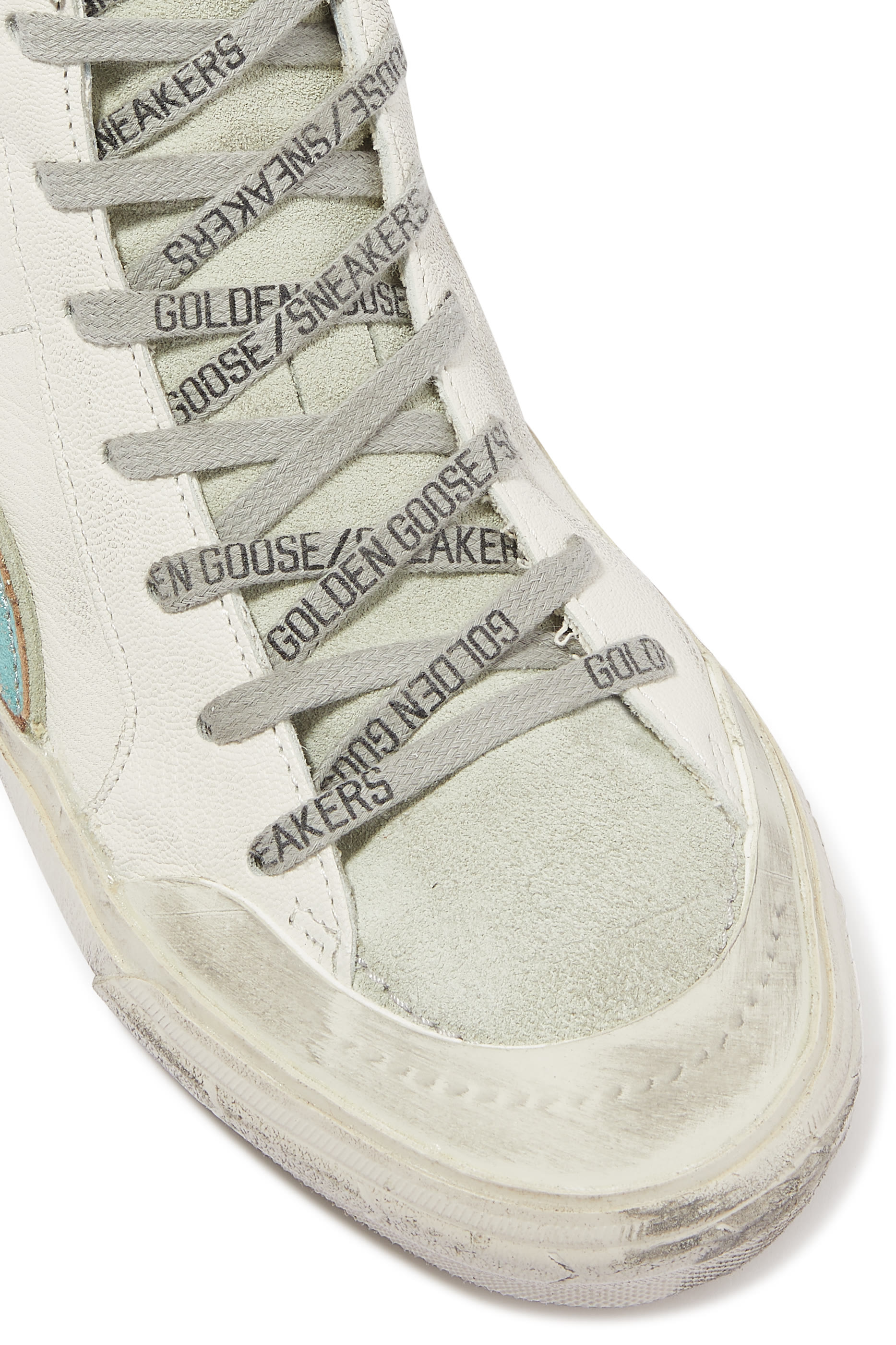 Slide Sneakers with Leopard Print Star and and Blue Leather Flash