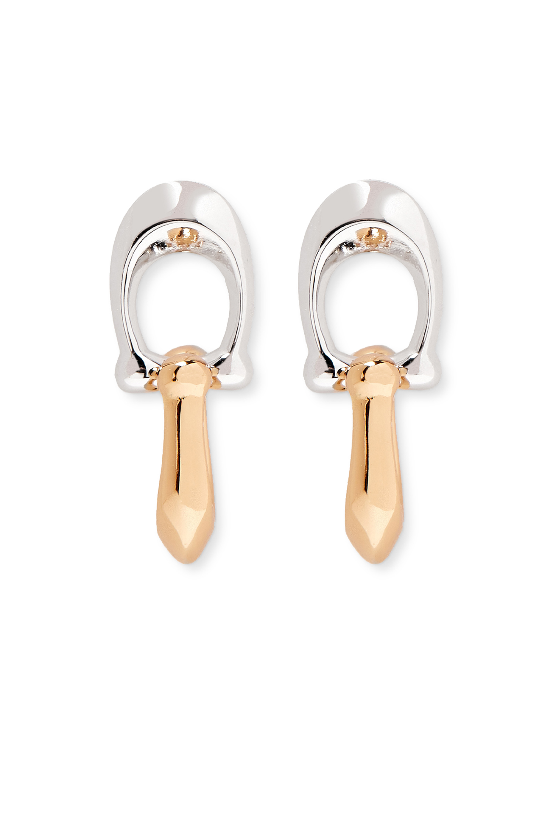 Signature C Double Drop Stud Earrings, Plated Metal