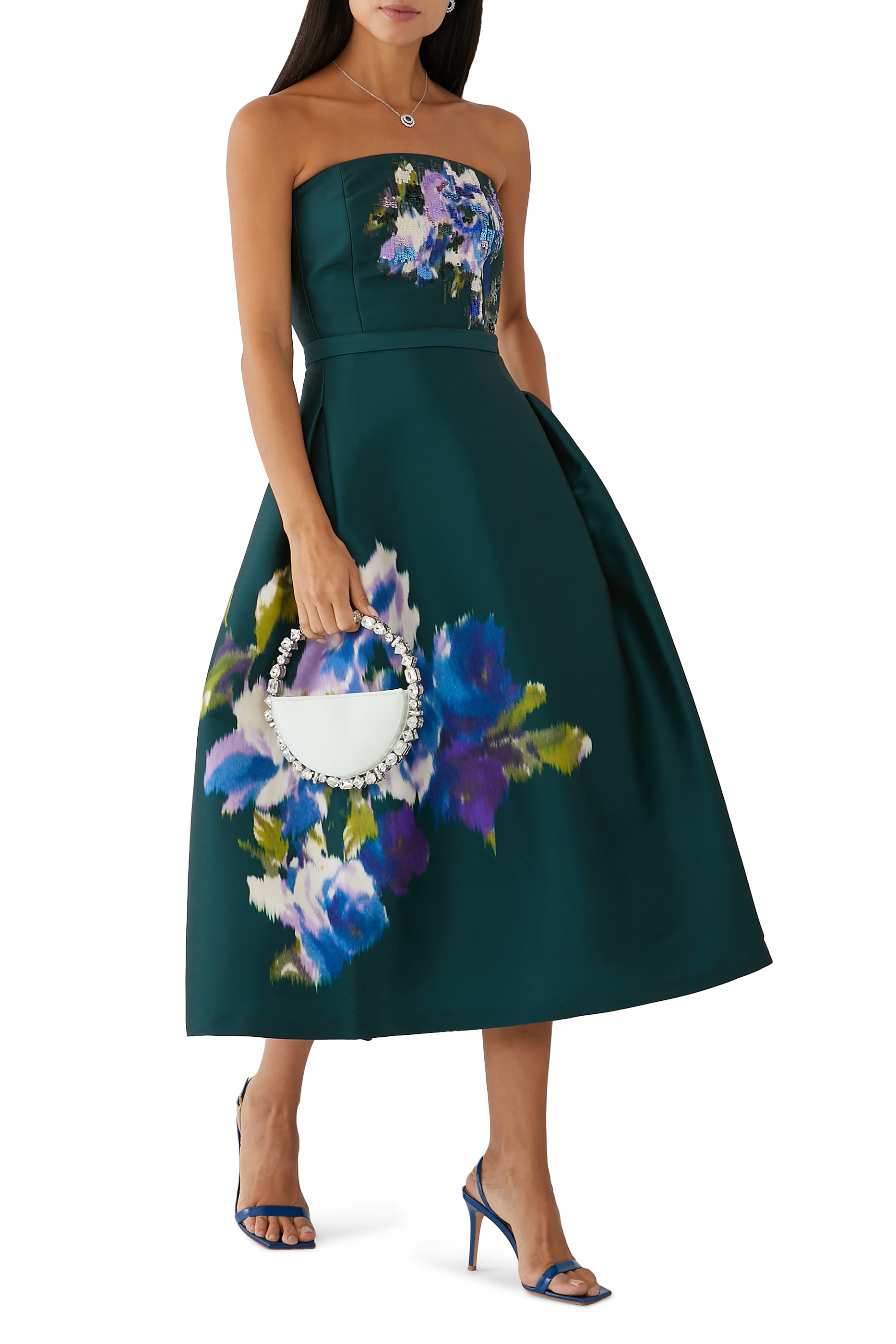 Shay Dress - Forest Green Placement Ikat Print