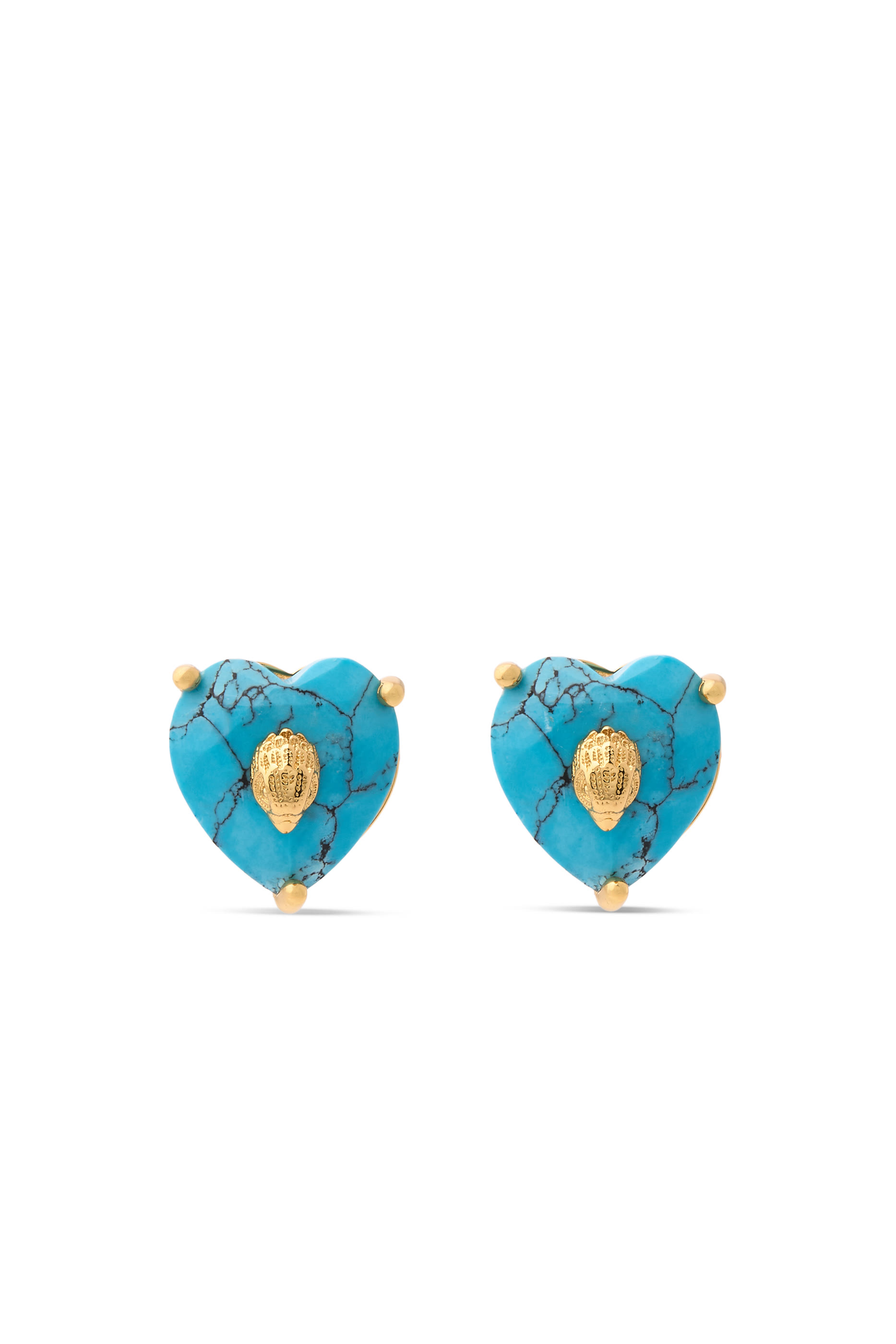 Crystal Heart Stud Earrings, Brass