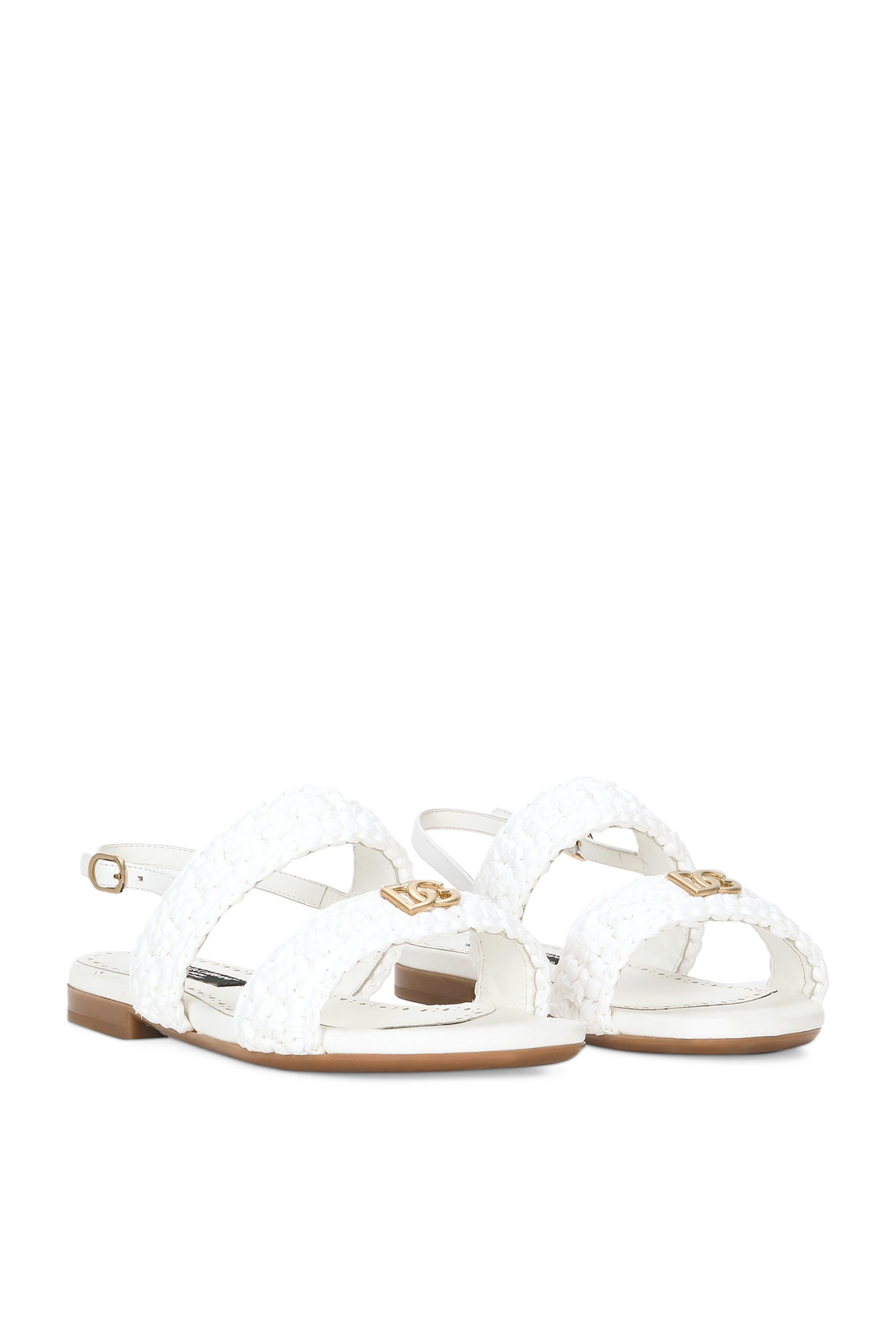 Kids Crochet Detailing Calfskin Sandals