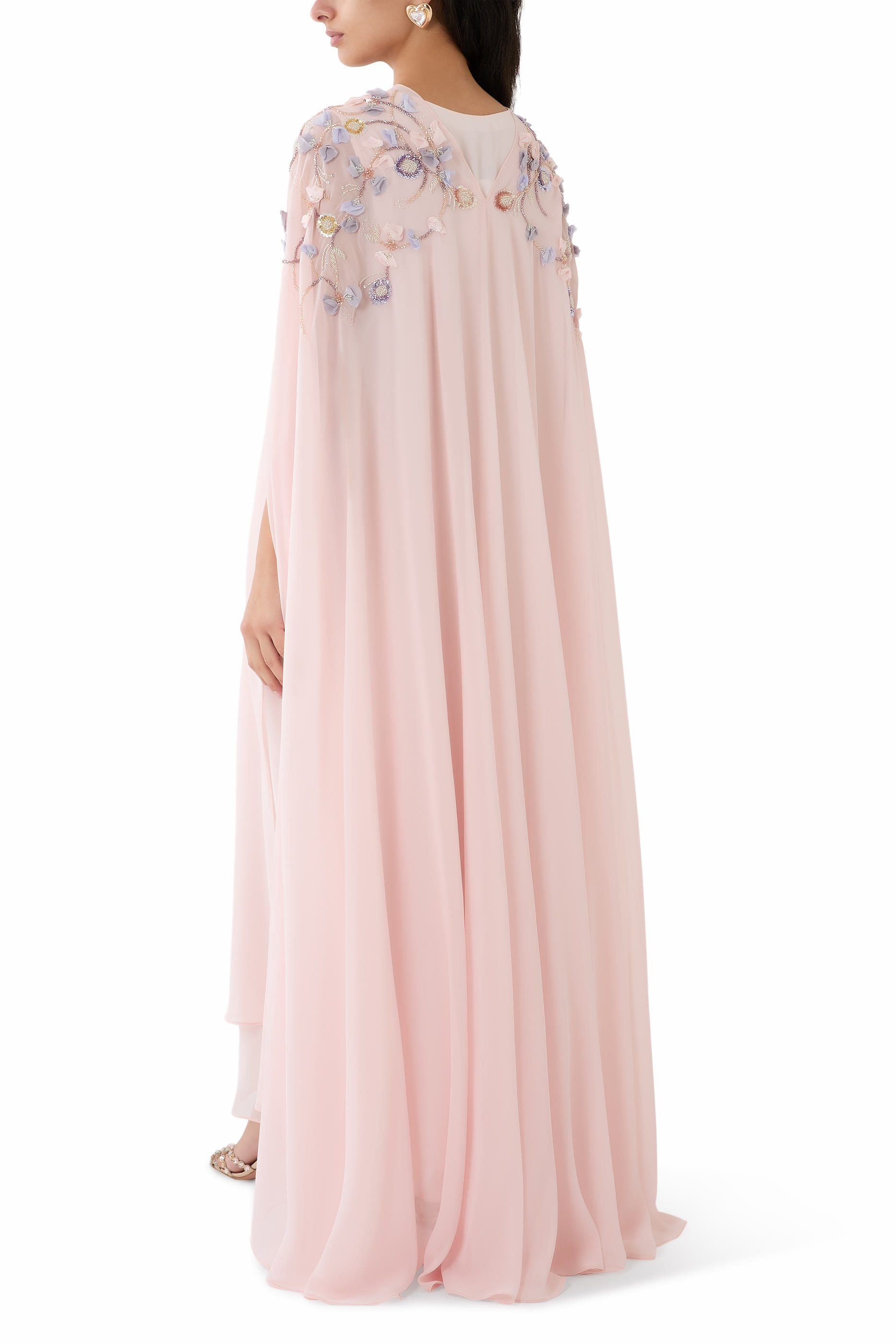 Petal Appliqu&eacute; V-neck Maxi Dress