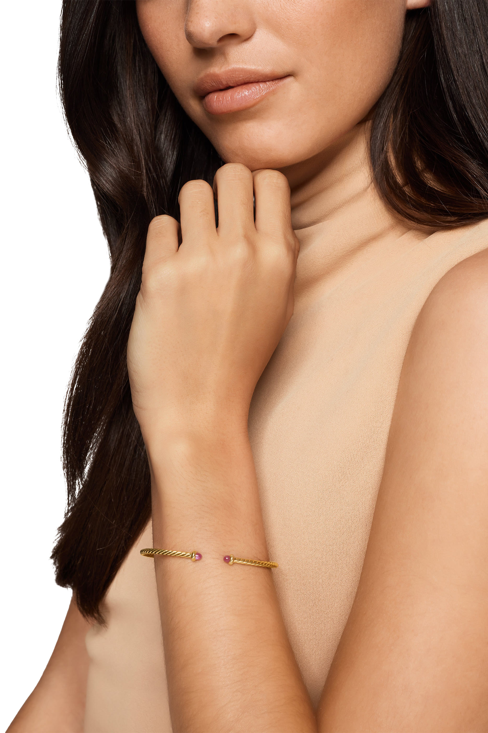 Cable Micro Cablespira Flex Bangle, 18K Yellow Gold & Ruby