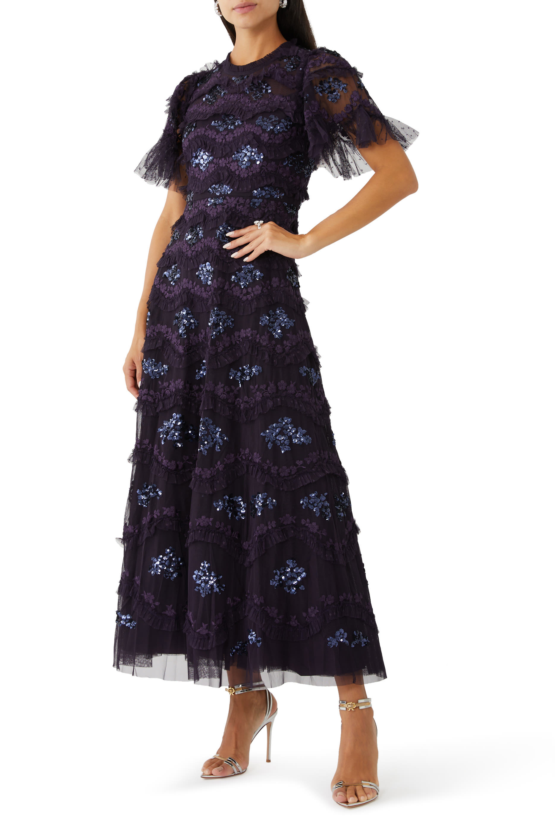 Carmen Ruffle Ankle Gown in Tulle