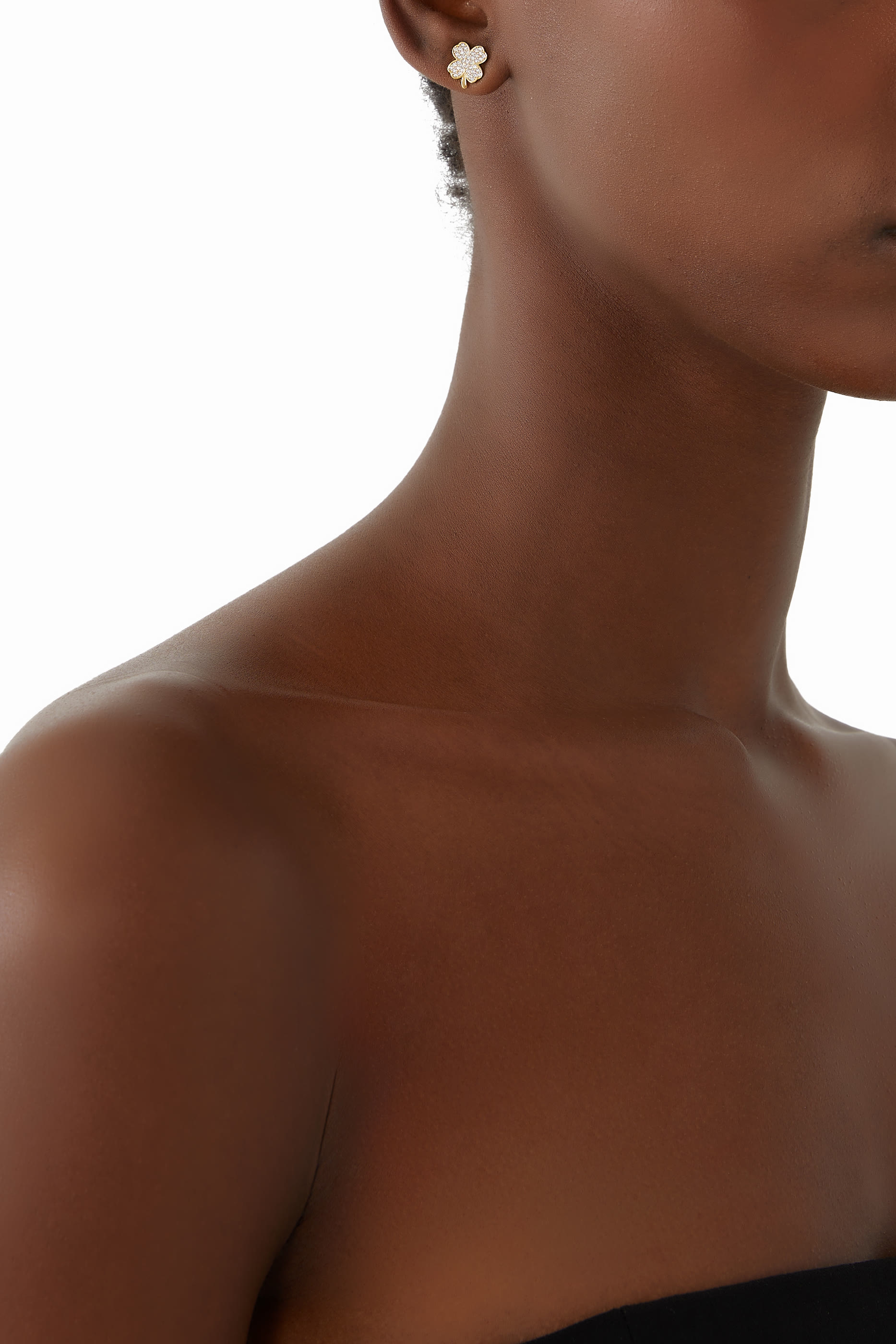 Lucky Charm Pave Clover Studs